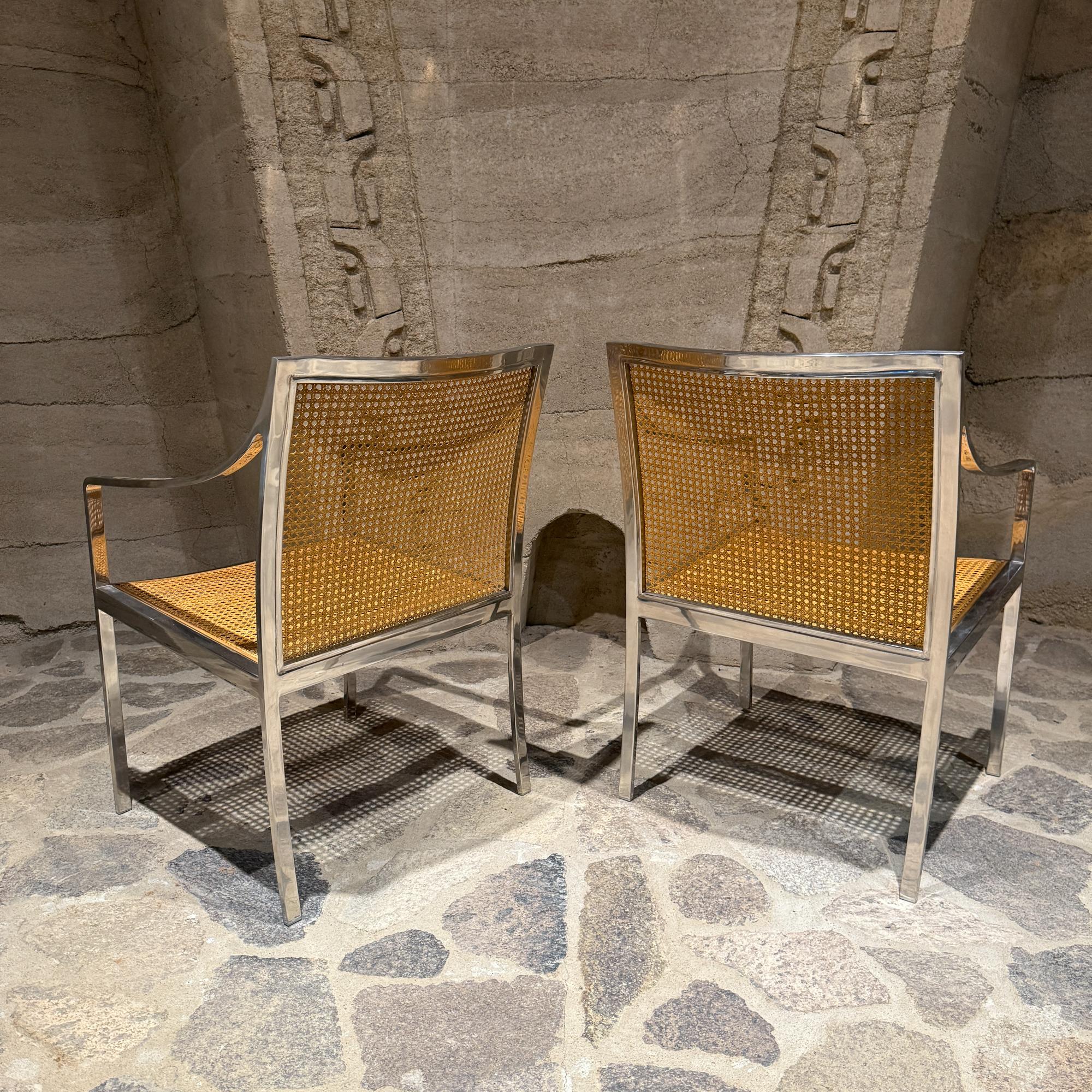 Armchairs Attributed to Milo Baughman.Mid-Century Modern Chrome and Cane For Sale 4