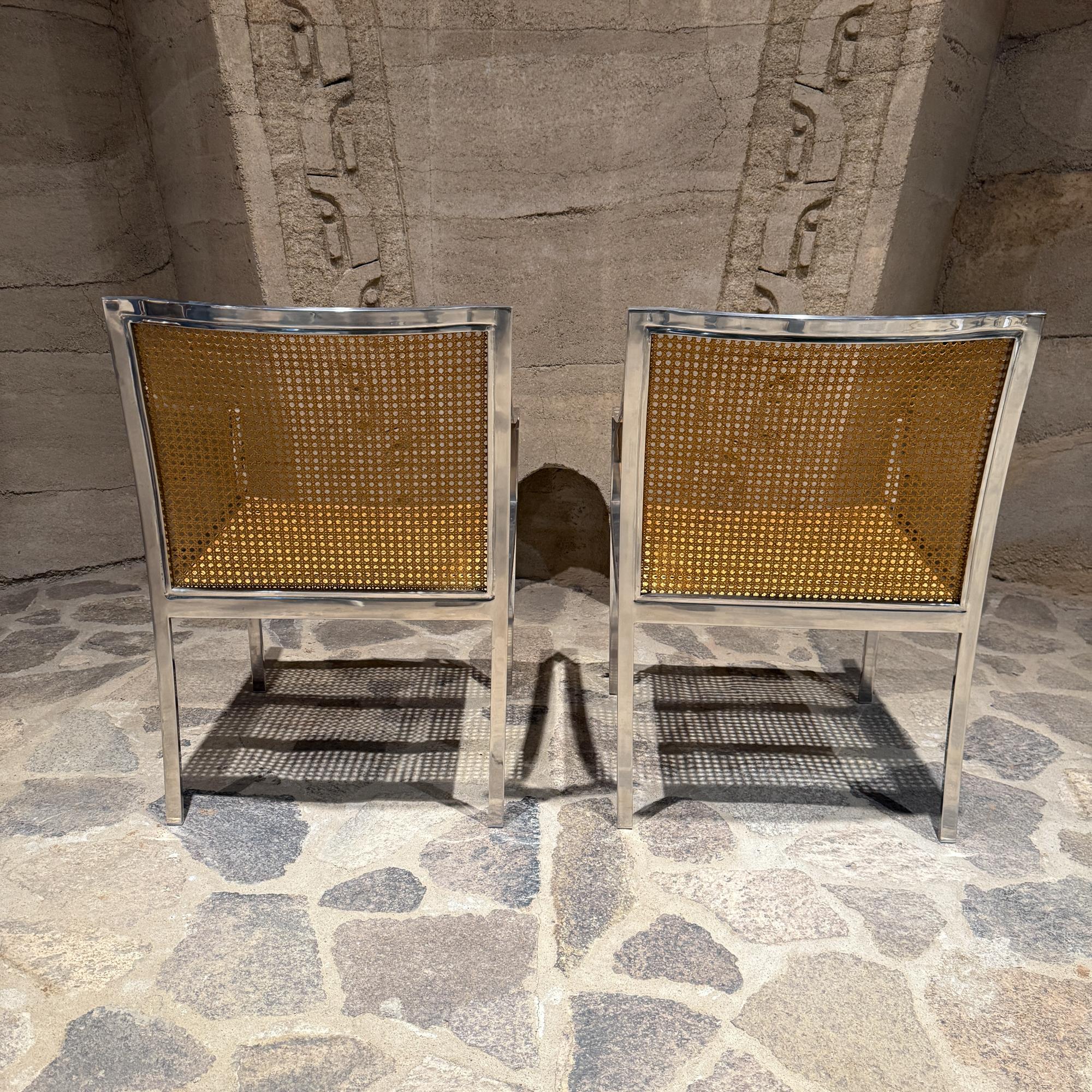 Armchairs Attributed to Milo Baughman.Mid-Century Modern Chrome and Cane For Sale 5