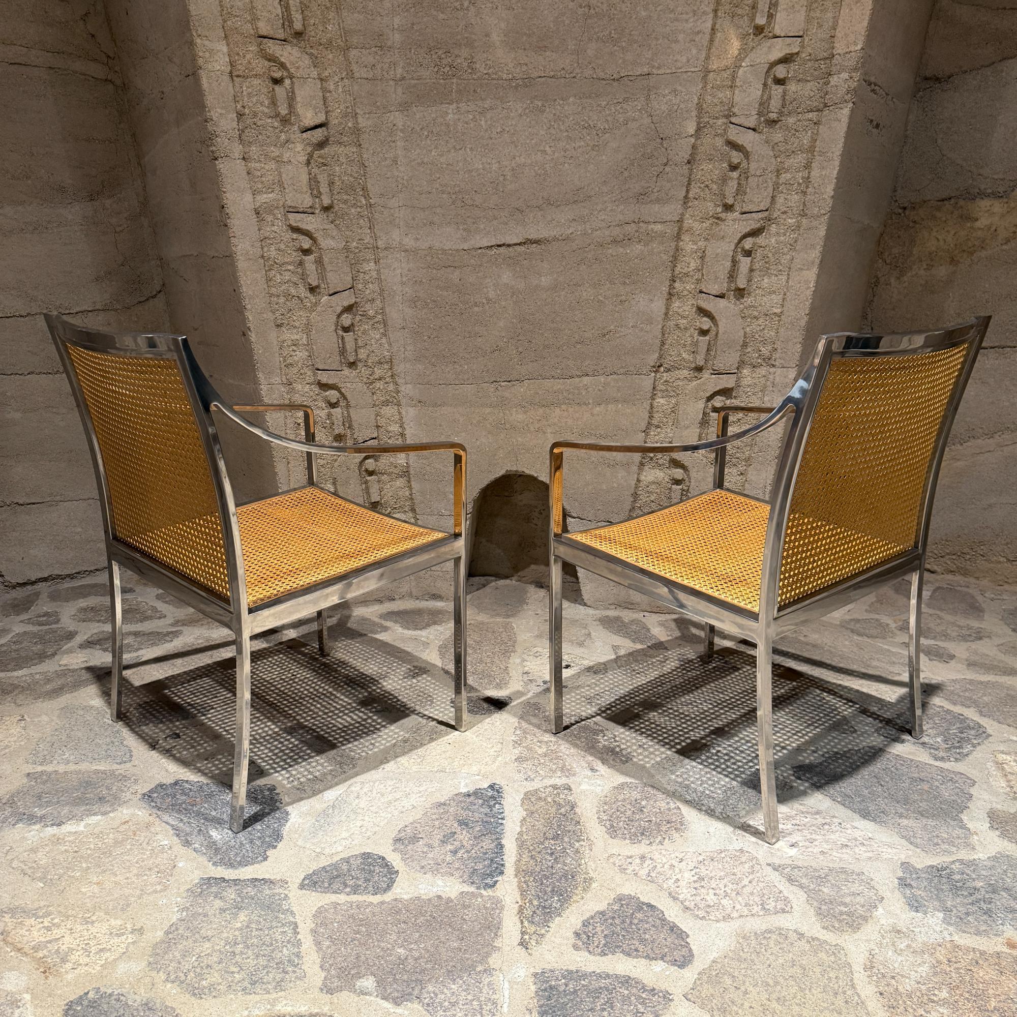 Armchairs Attributed to Milo Baughman.Mid-Century Modern Chrome and Cane For Sale 6