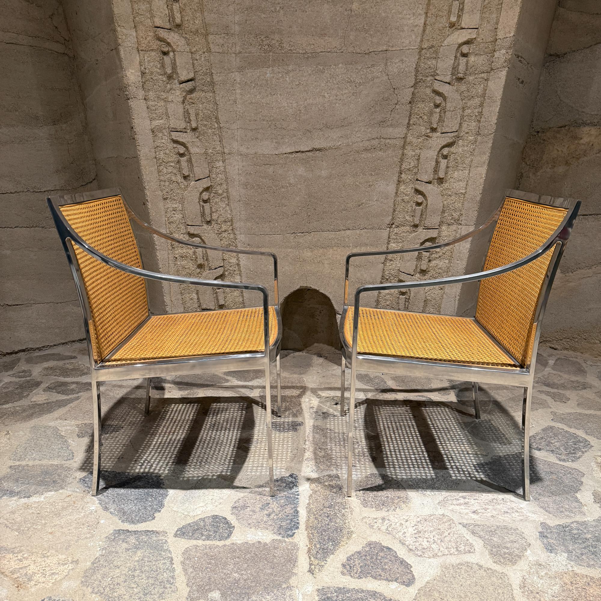 Armchairs Attributed to Milo Baughman.Mid-Century Modern Chrome and Cane For Sale 7