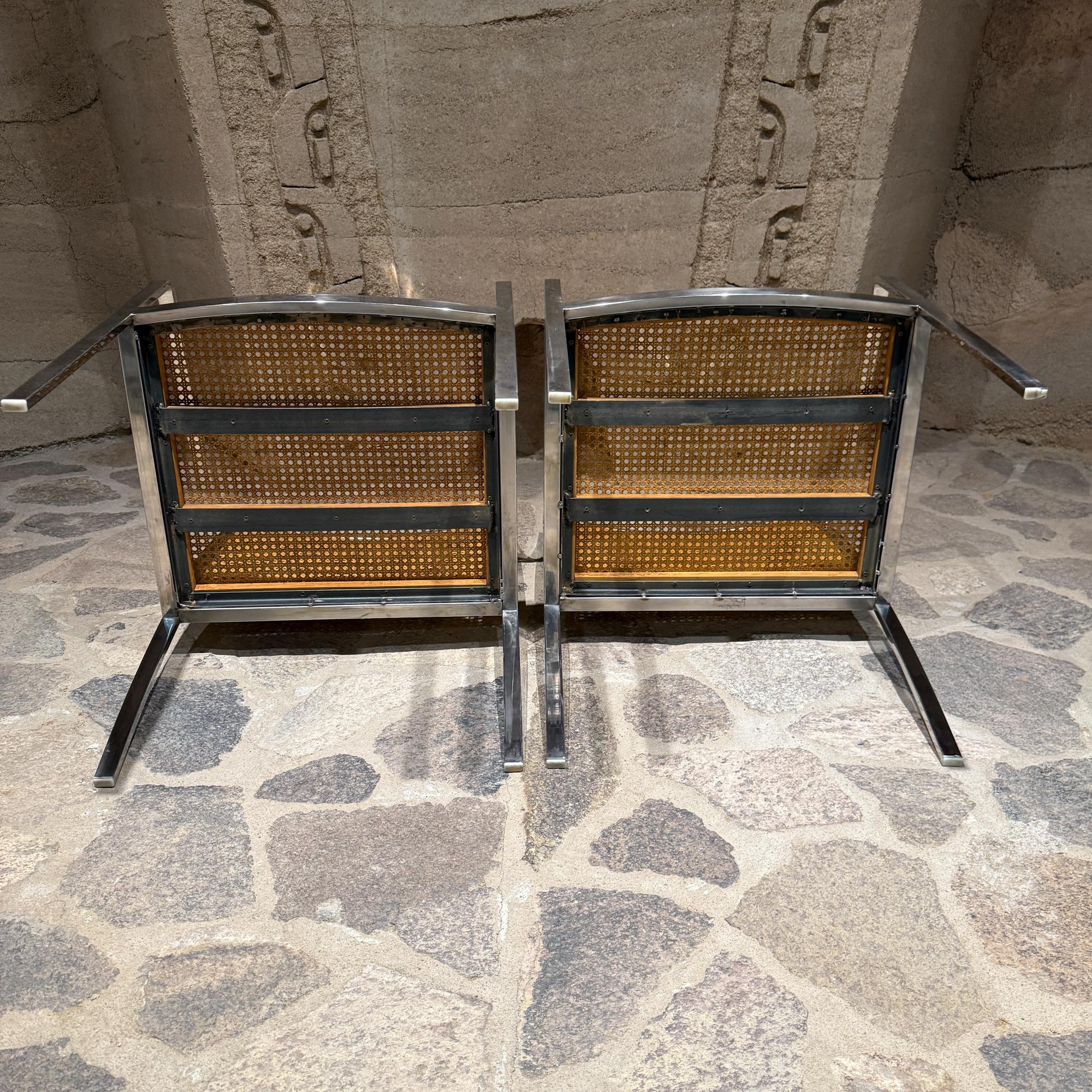 Armchairs Attributed to Milo Baughman.Mid-Century Modern Chrome and Cane For Sale 8