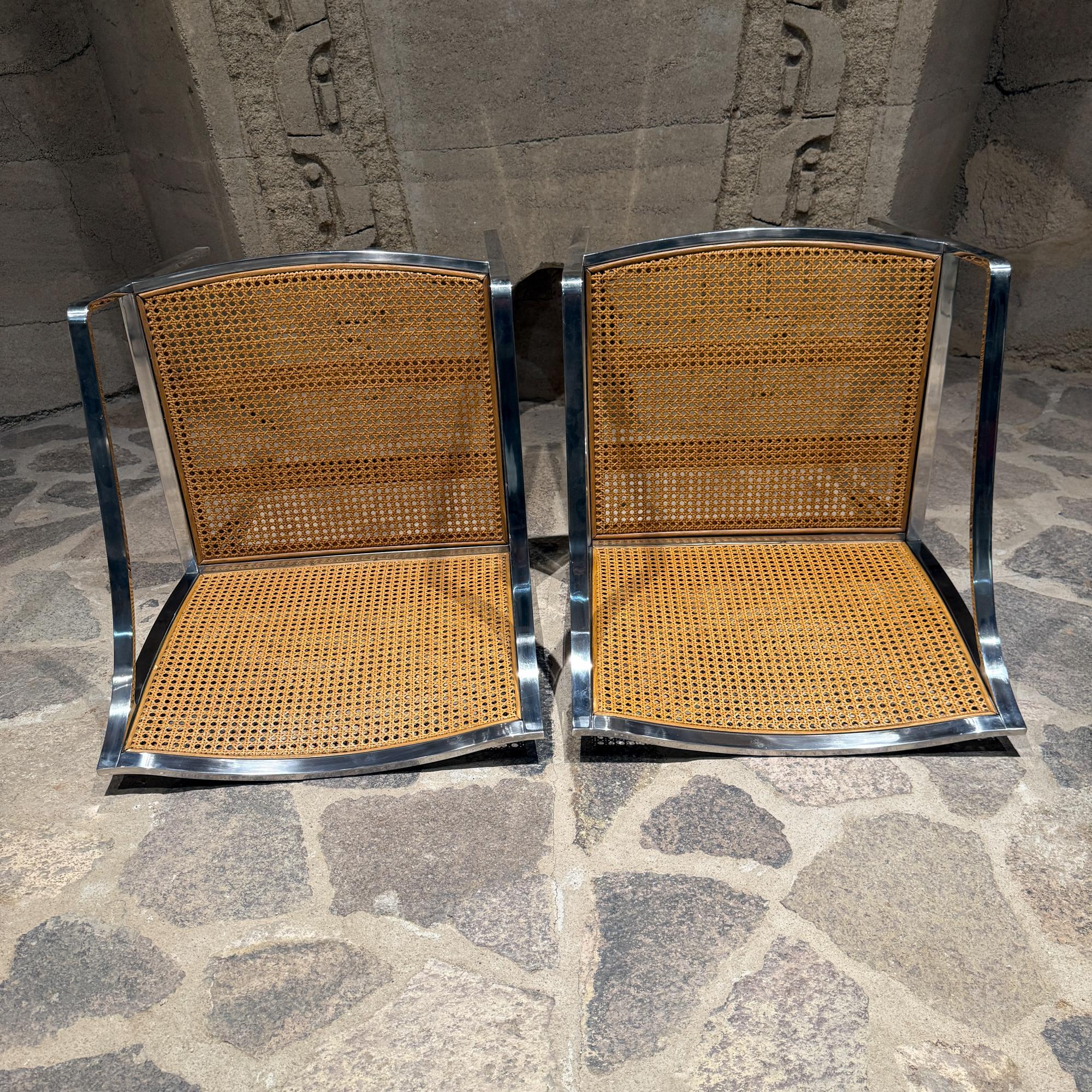 Armchairs Attributed to Milo Baughman.Mid-Century Modern Chrome and Cane For Sale 10
