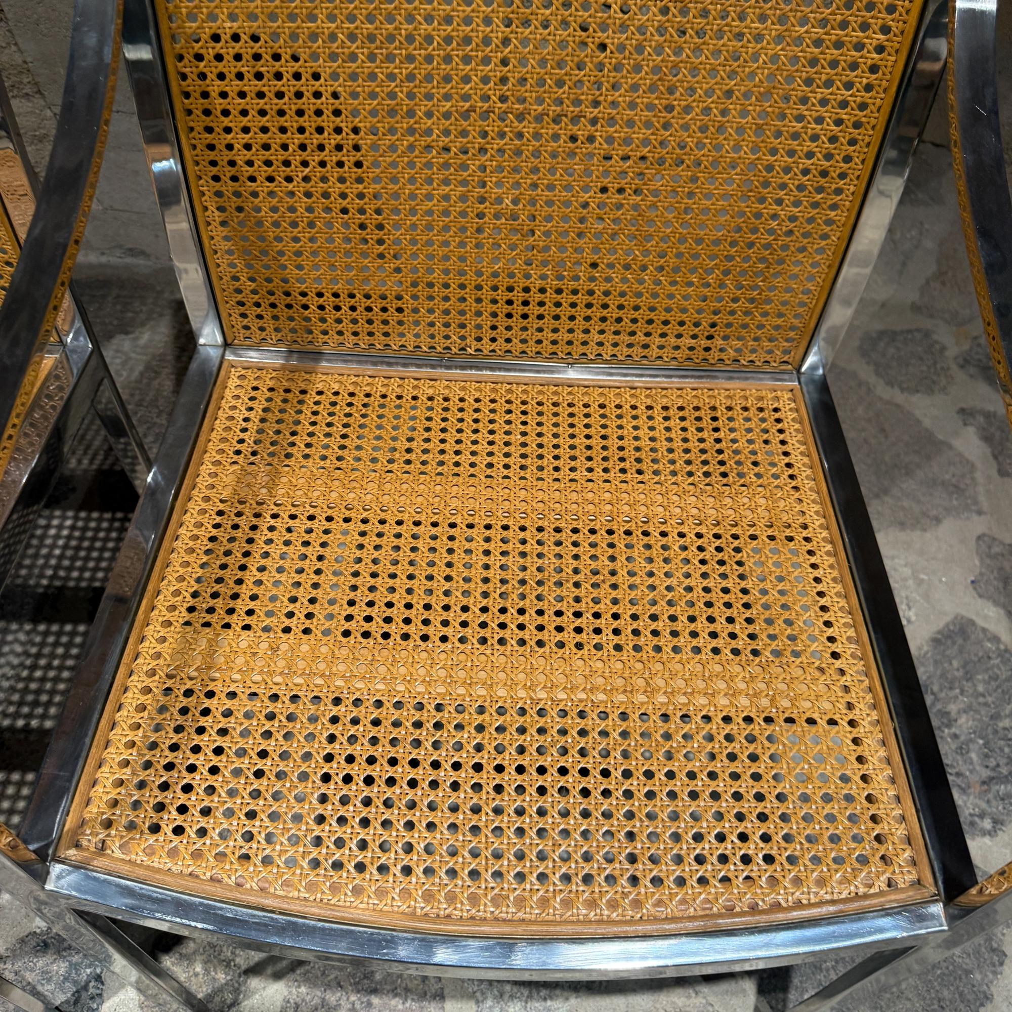 Armchairs Attributed to Milo Baughman.Mid-Century Modern Chrome and Cane For Sale 11