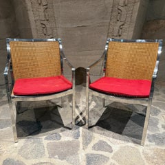 Sessel Stow Davis Mid-Century Modern Chrome & Cane Baughman Attr