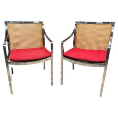 Armchairs Attributed to Milo Baughman.Mid-Century Modern Chrome and Cane Armchairs Attributed to Milo Baughman.Mid-Century Modern Chrome and Cane