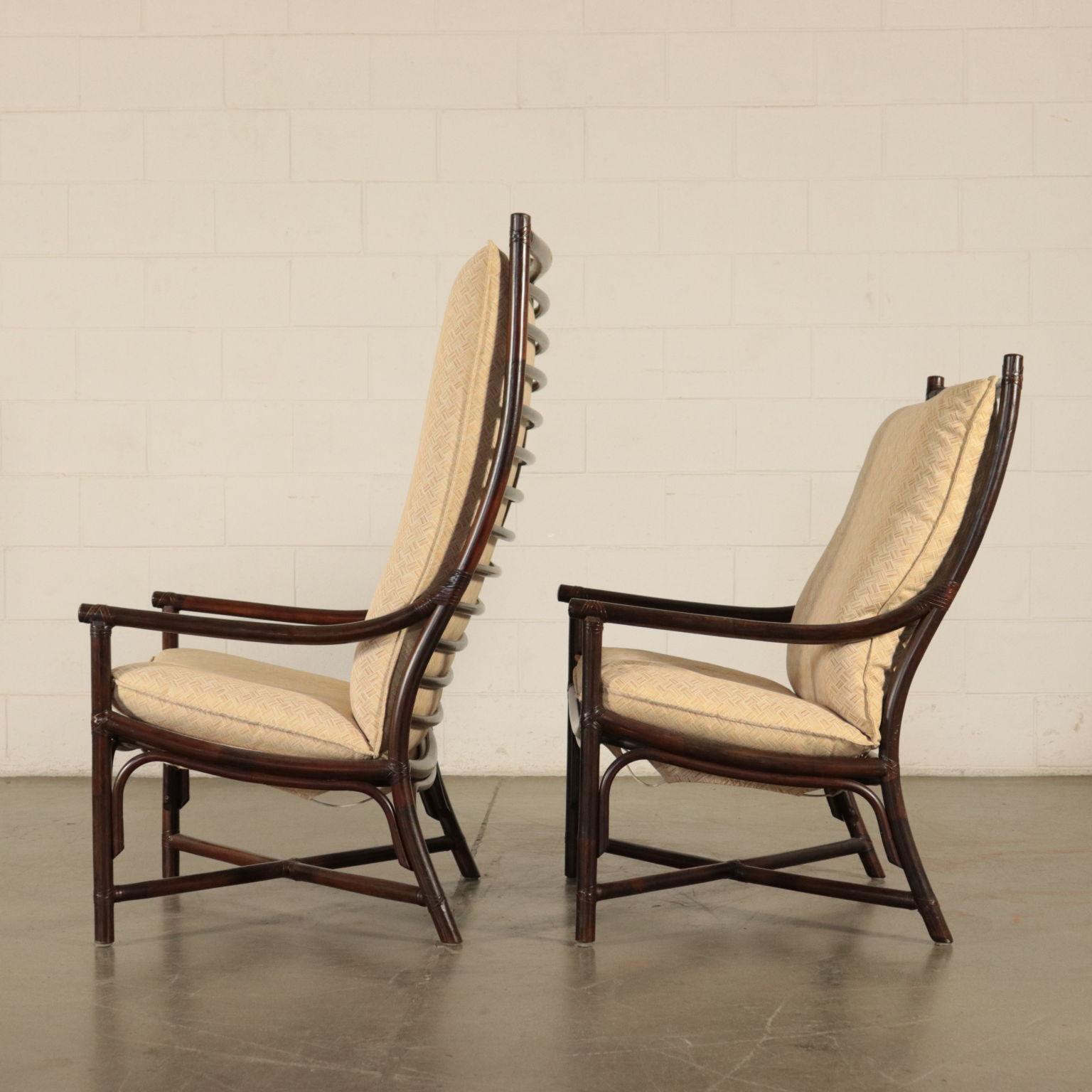 Armchairs, Bamboo Foam and Fabric, Italy, 1980s 5