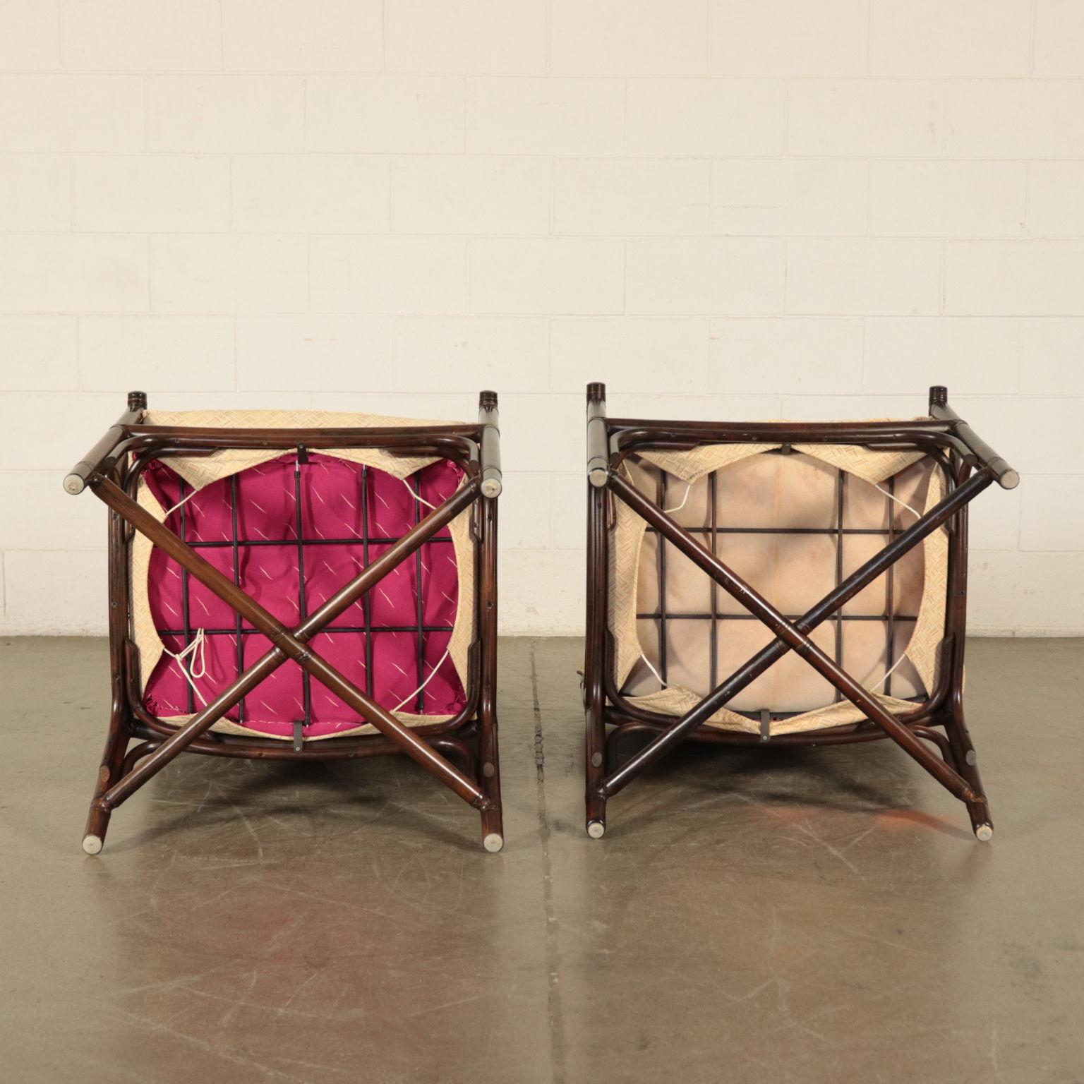 Armchairs, Bamboo Foam and Fabric, Italy, 1980s 7
