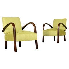Armchairs Beech and Springs Italy 1940s Italian Production