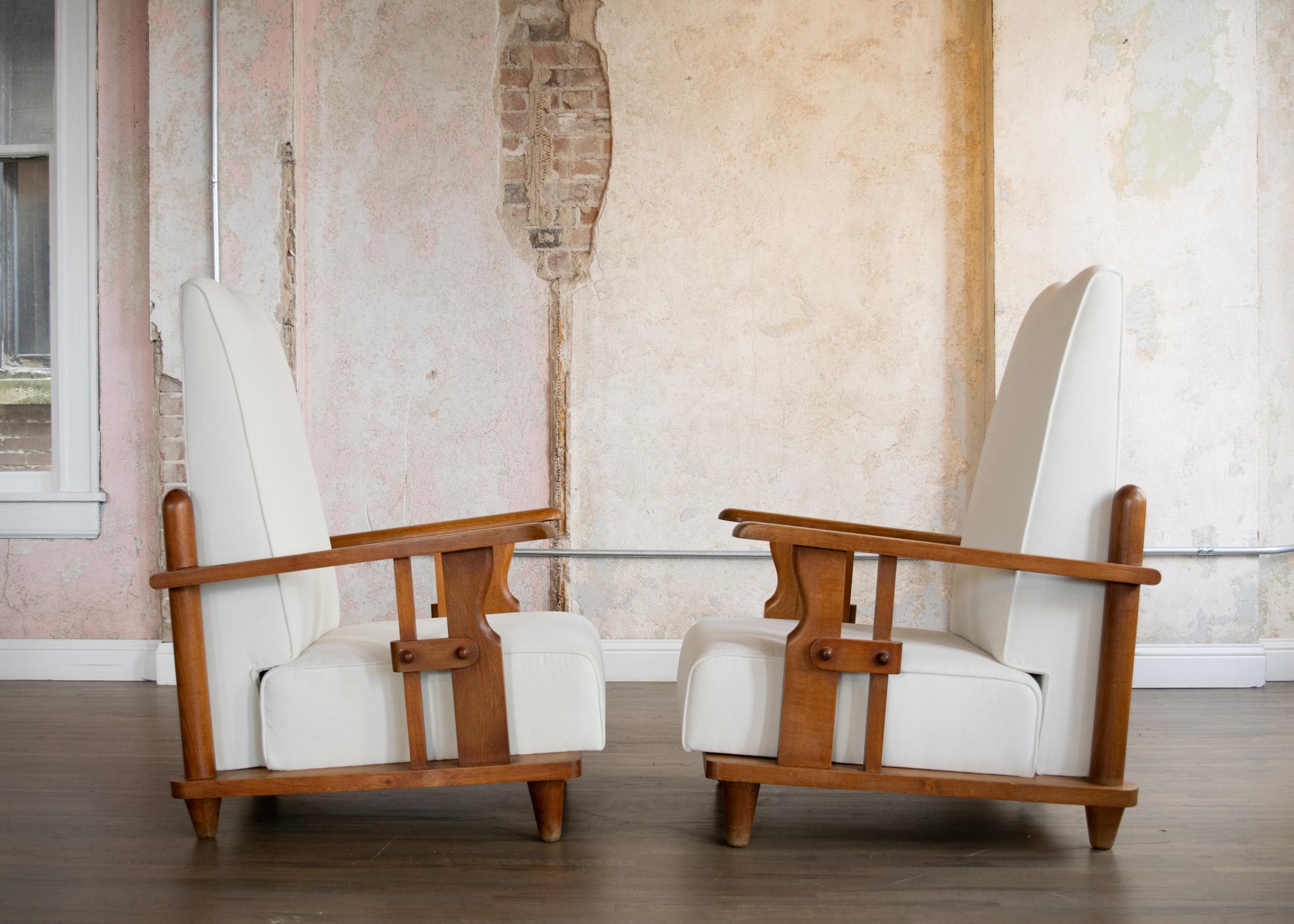 Postmoderne Fauteuils en chêne de Guillerme et Chambron en vente