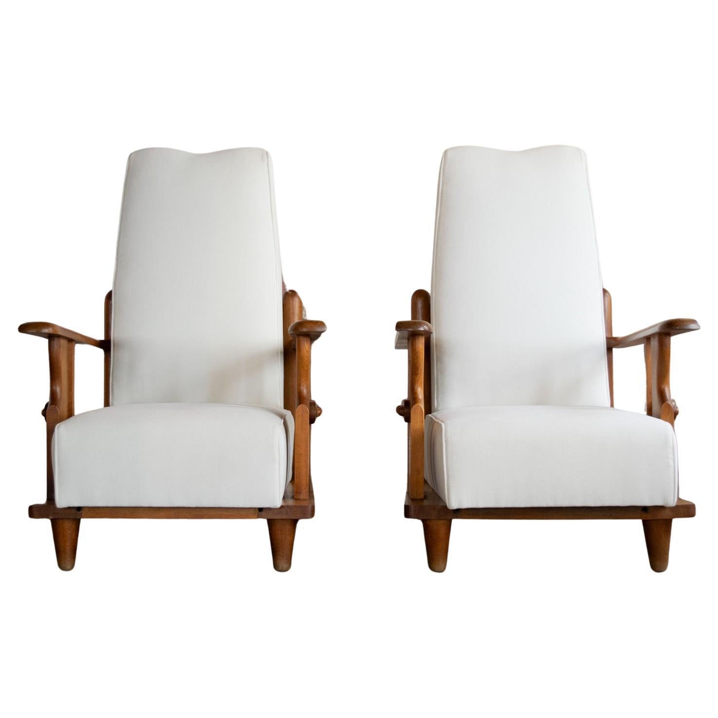 Fauteuils en chêne de Guillerme et Chambron en vente