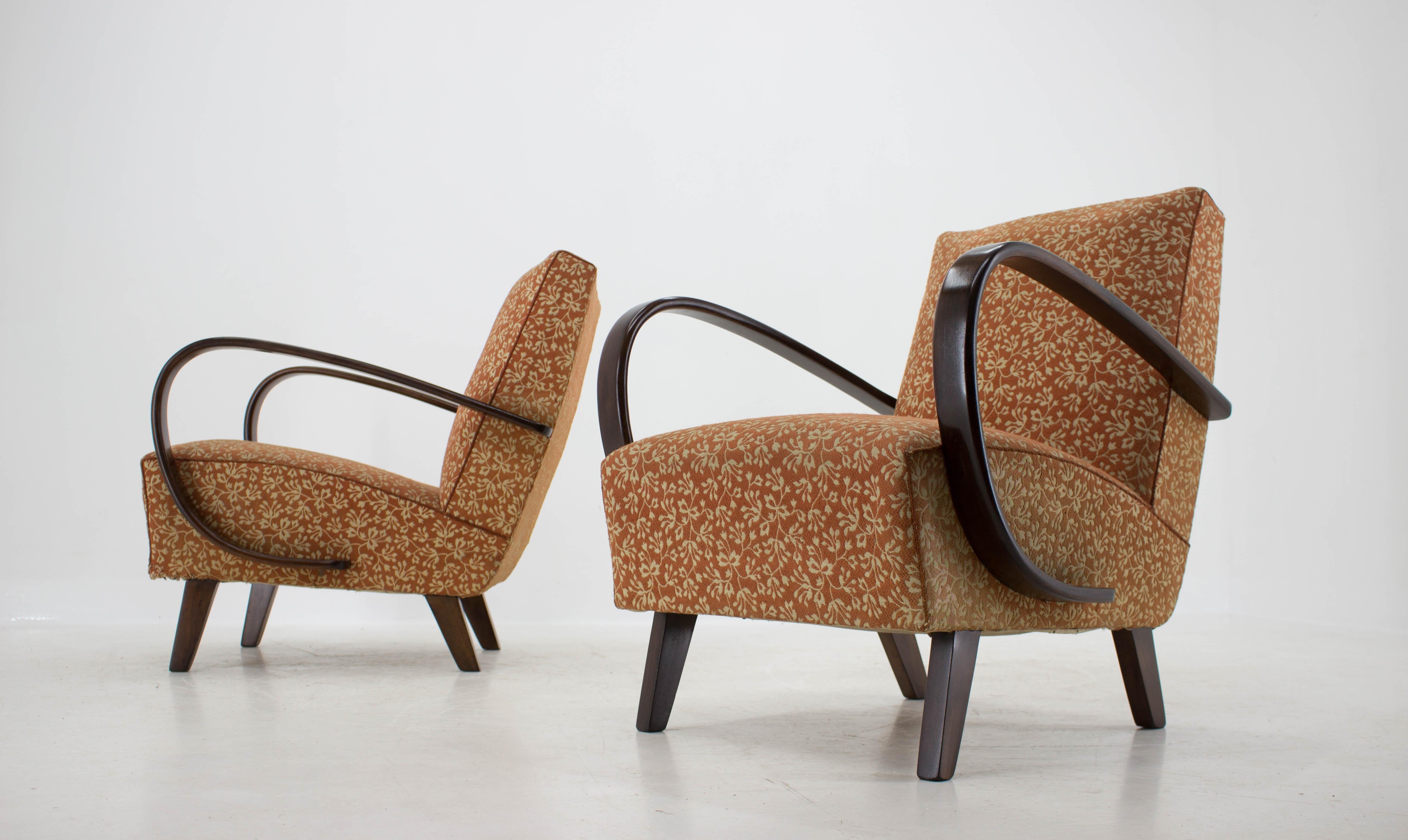 Armchairs by Jindrich Halabala, 1940s, Set of Two 11