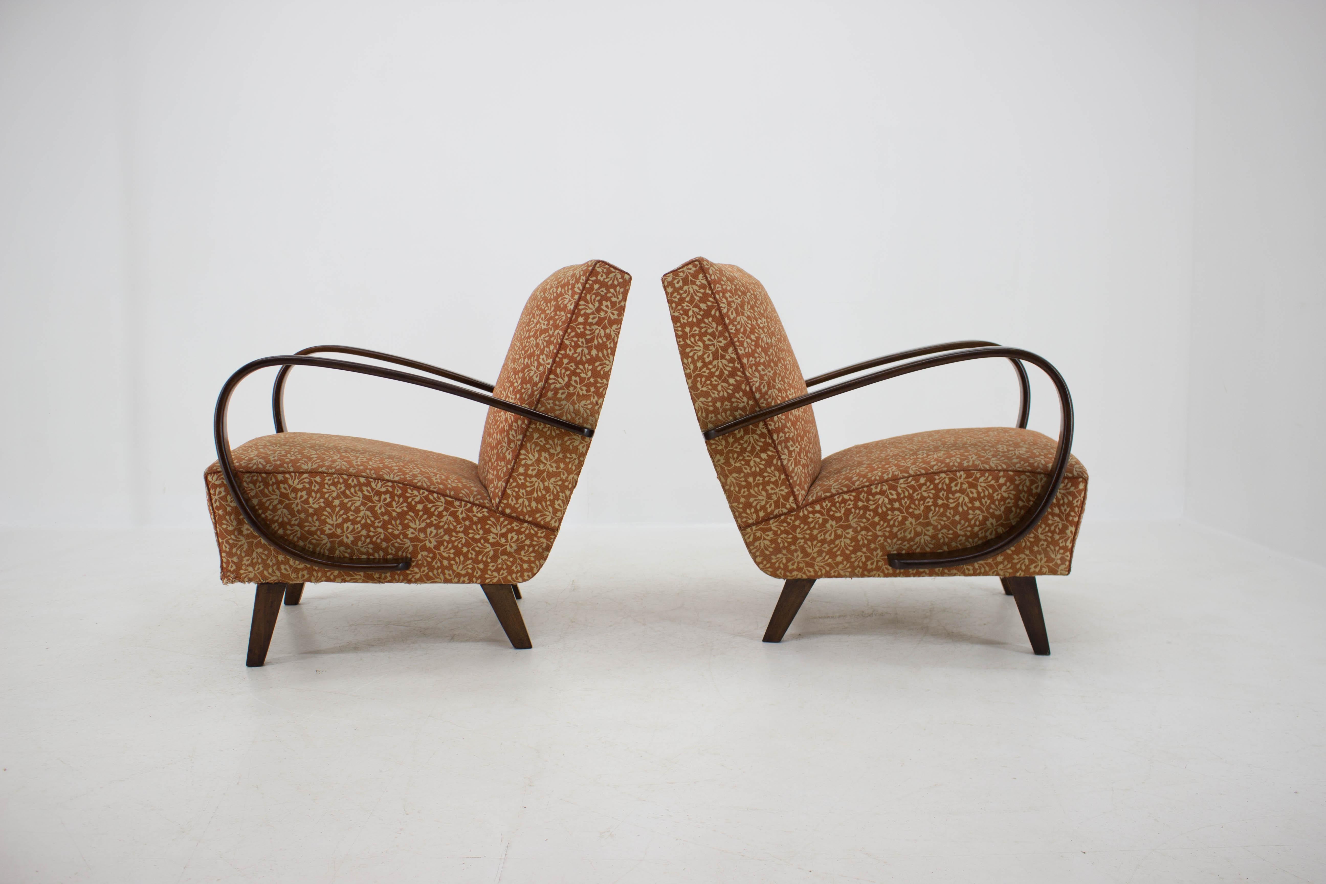 Art Deco Armchairs by Jindrich Halabala, 1940s, Set of Two