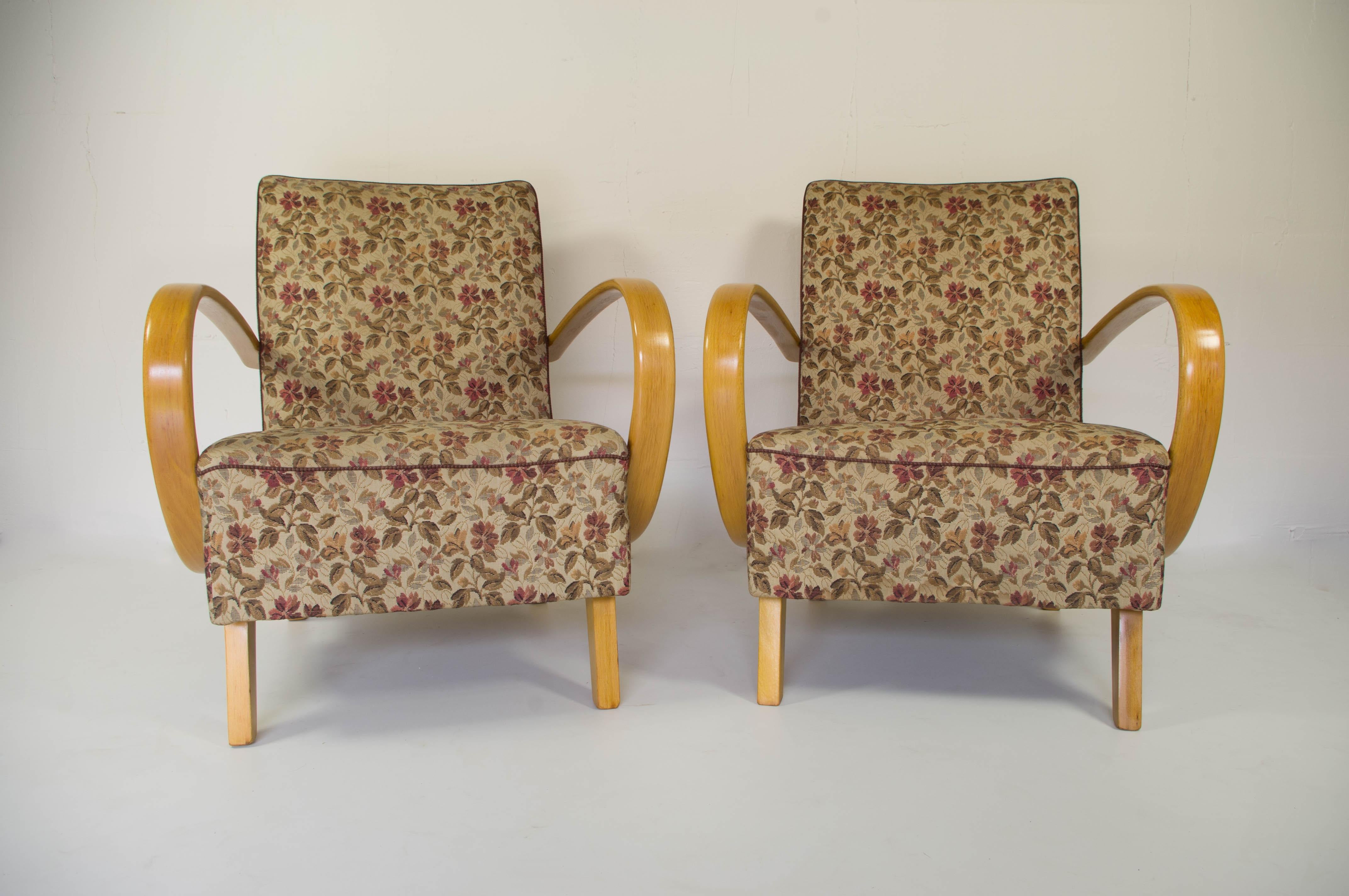 Mid-Century Modern Armchairs by Jindrich Halabala, 1950s, Set of Two