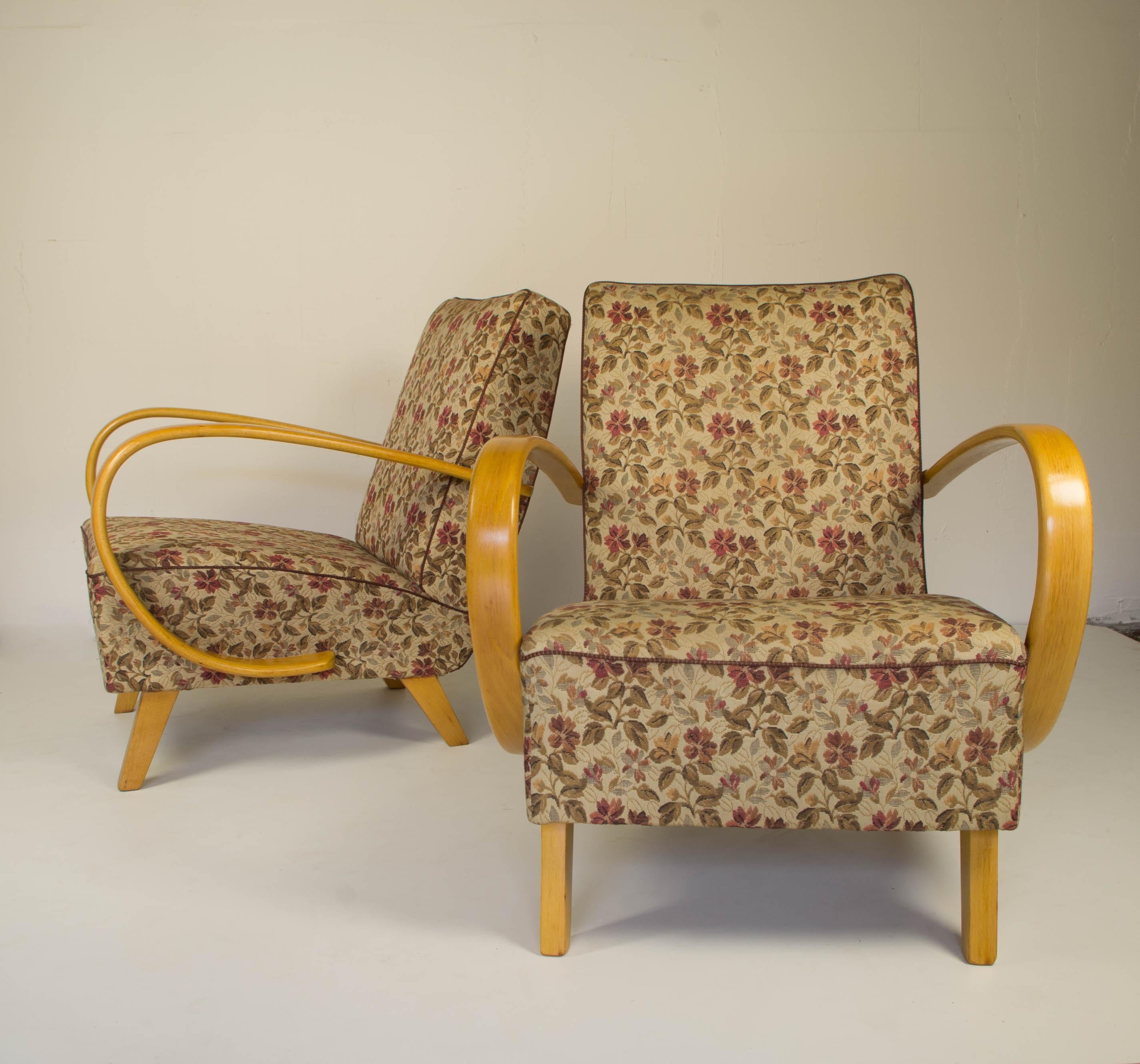 Upholstery Armchairs by Jindrich Halabala, 1950s, Set of Two