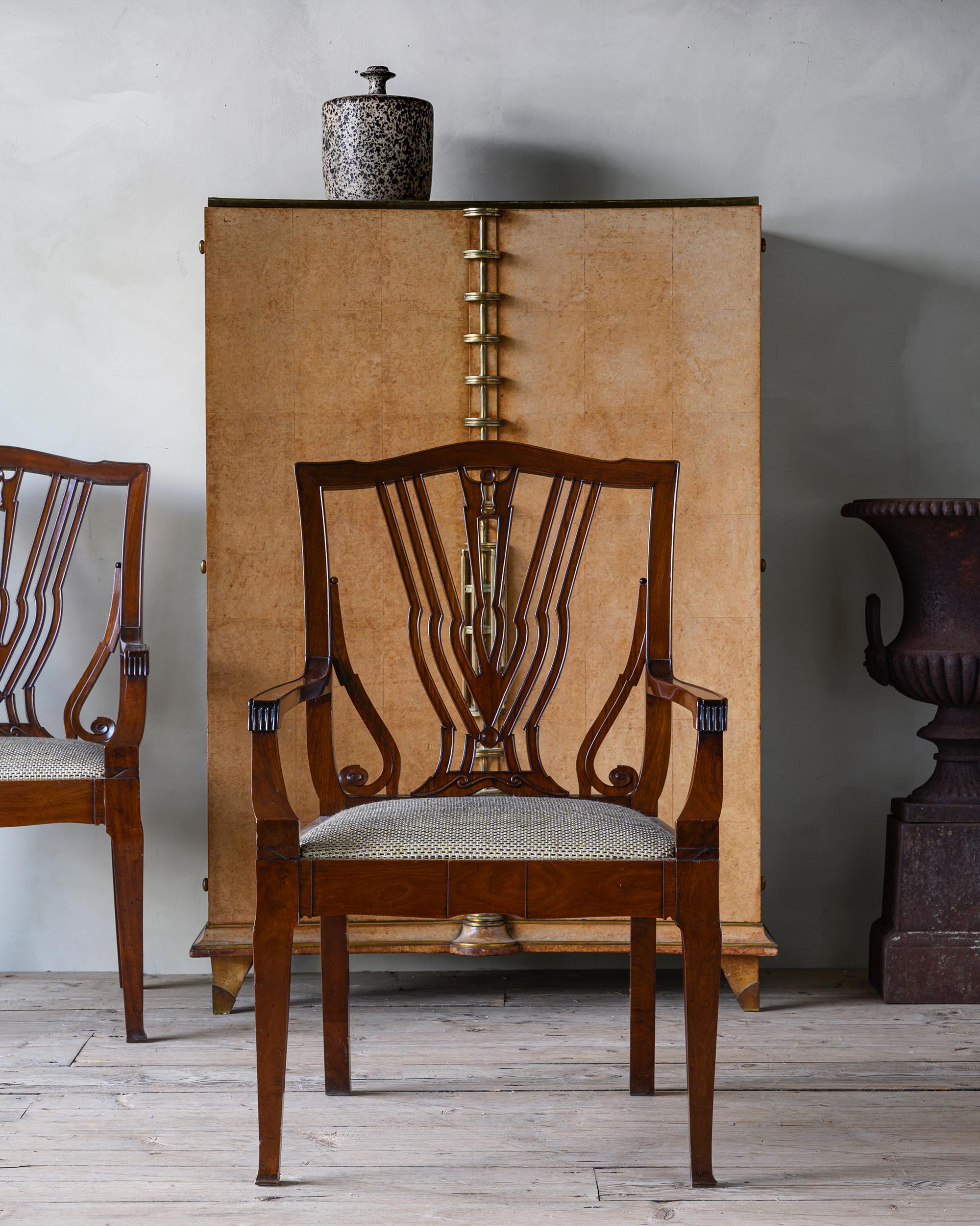 Pair of fine solid mahogany armchairs by Johan Rohde (1856 - 1935). Denmark ca 1900.
