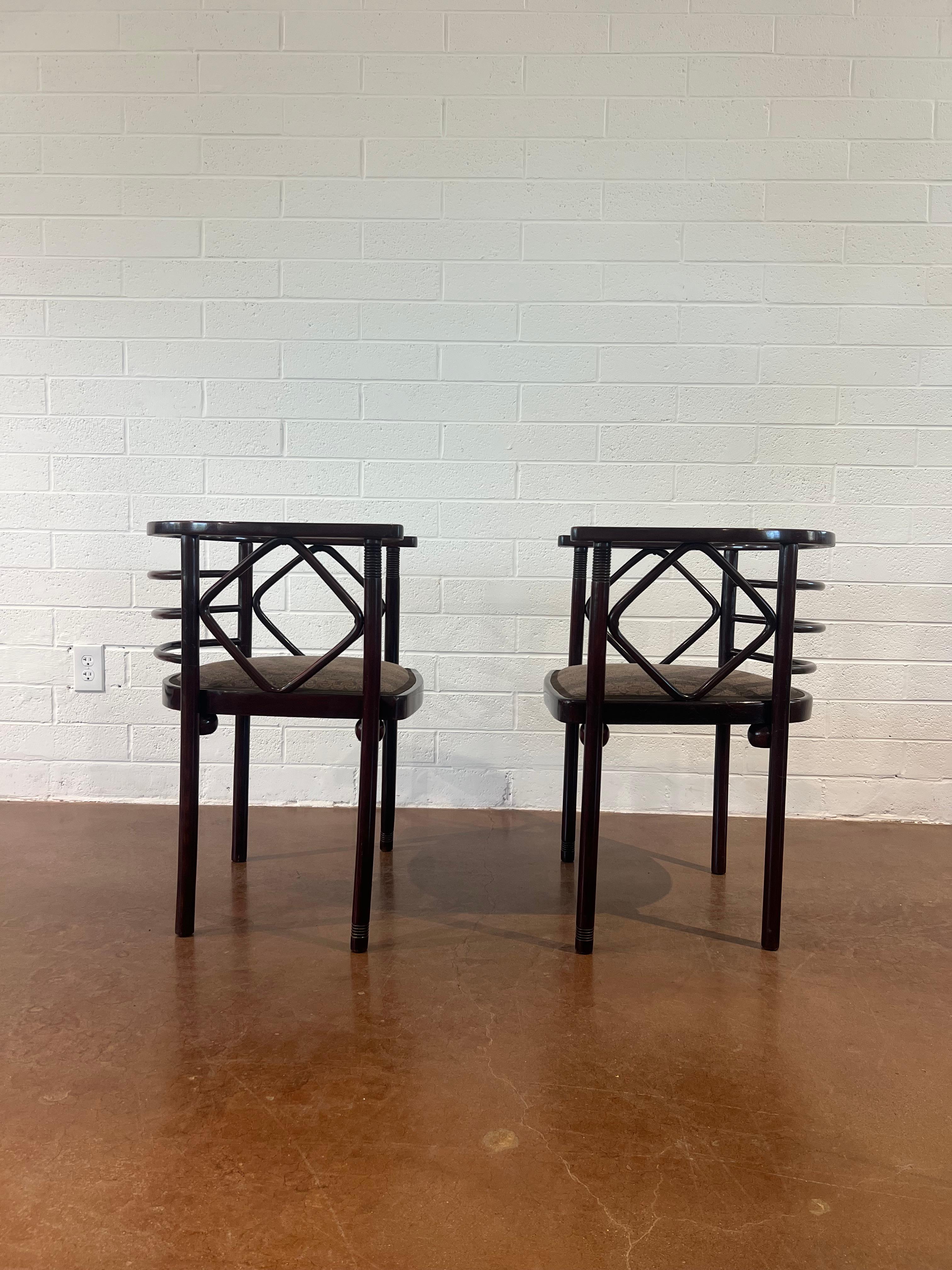 Sessel von Josef Hoffmann, 1890er Jahre, 2er-Set, Set (Art nouveau) im Angebot