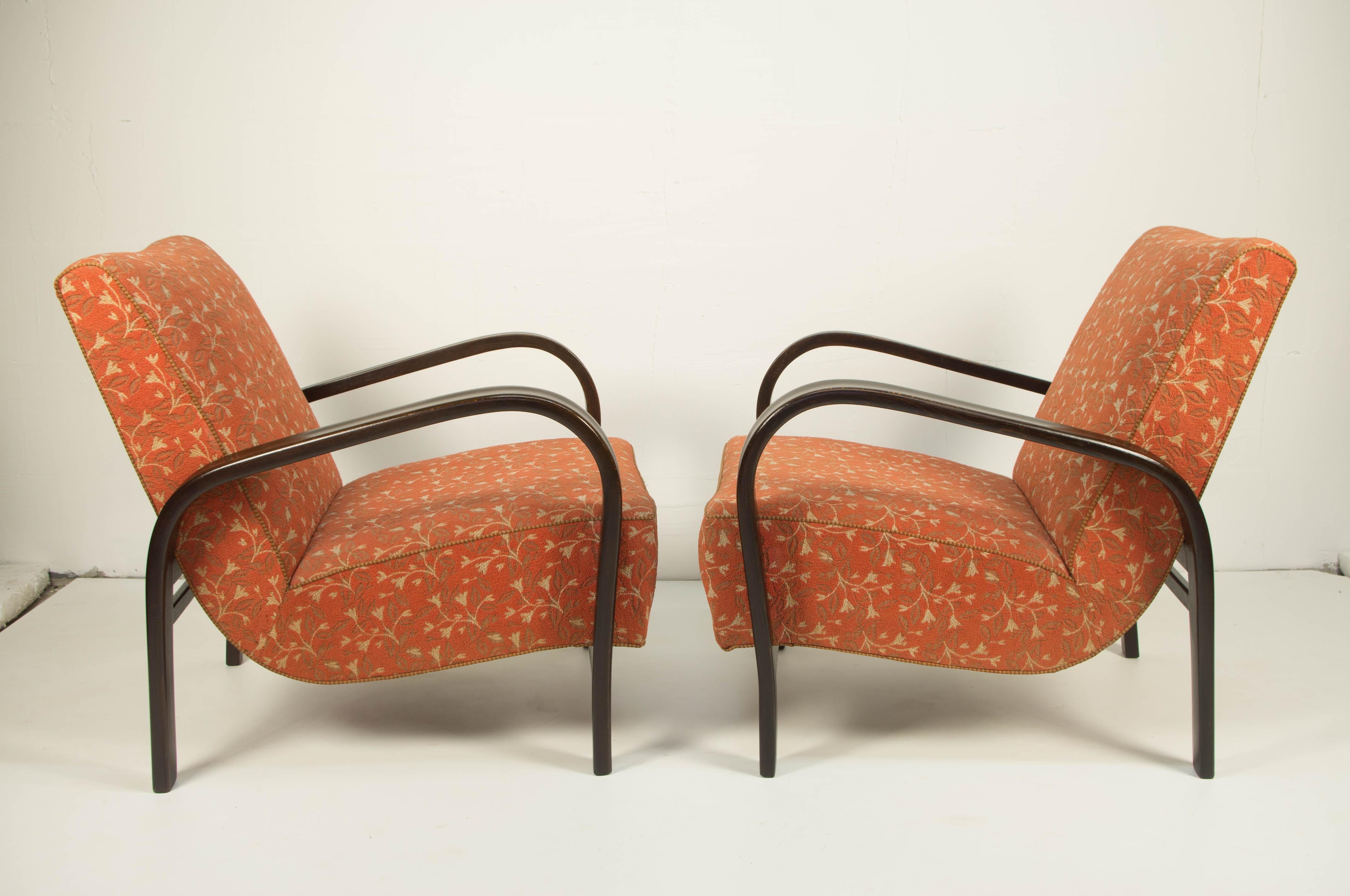 Armchairs by Kozelka a Kropacek, Set of Two, 1940s In Good Condition In Praha, CZ