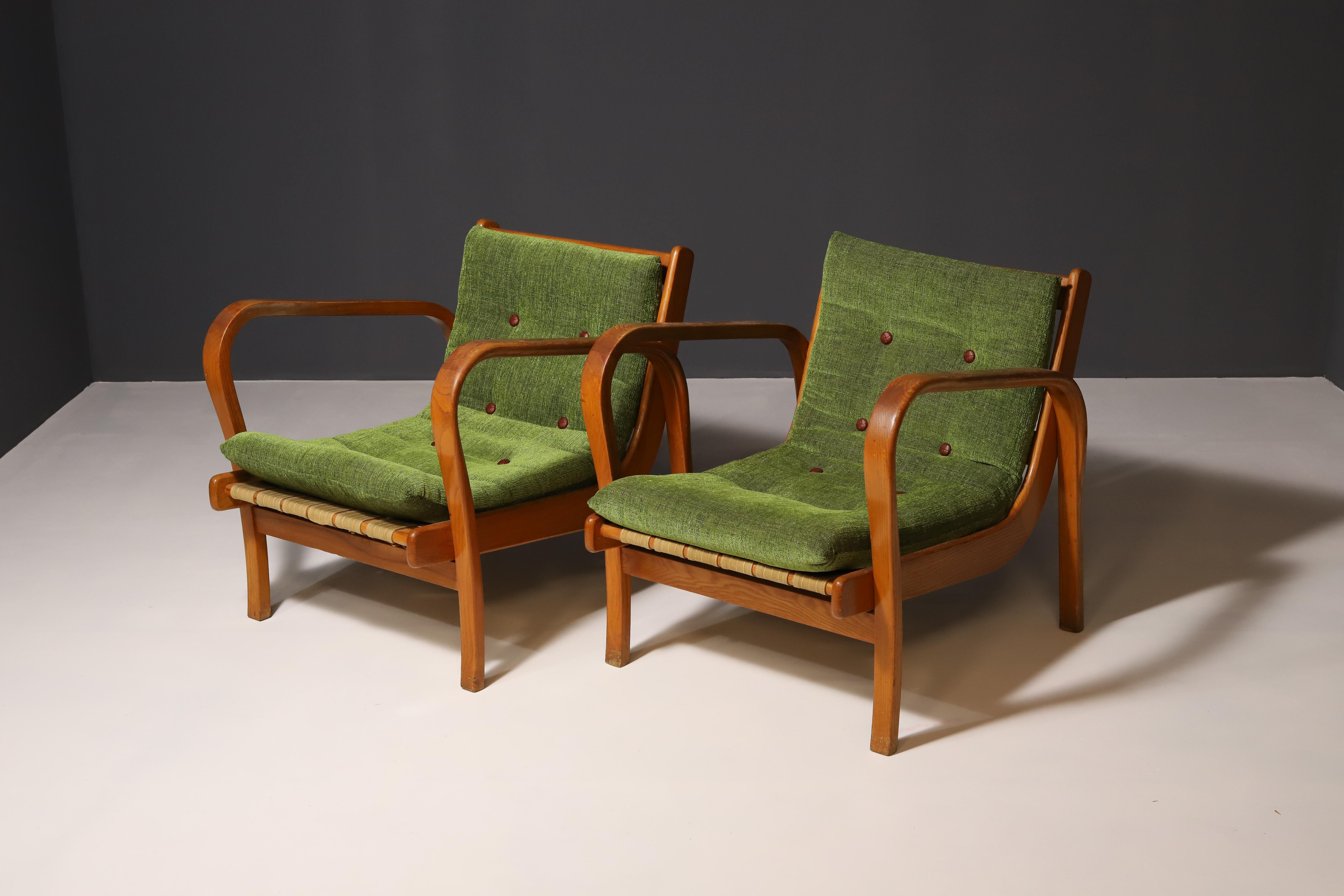 Mid-Century Modern Armchairs by Kropáček and Koželka for Interior Praha, 1940s, Set of 2
