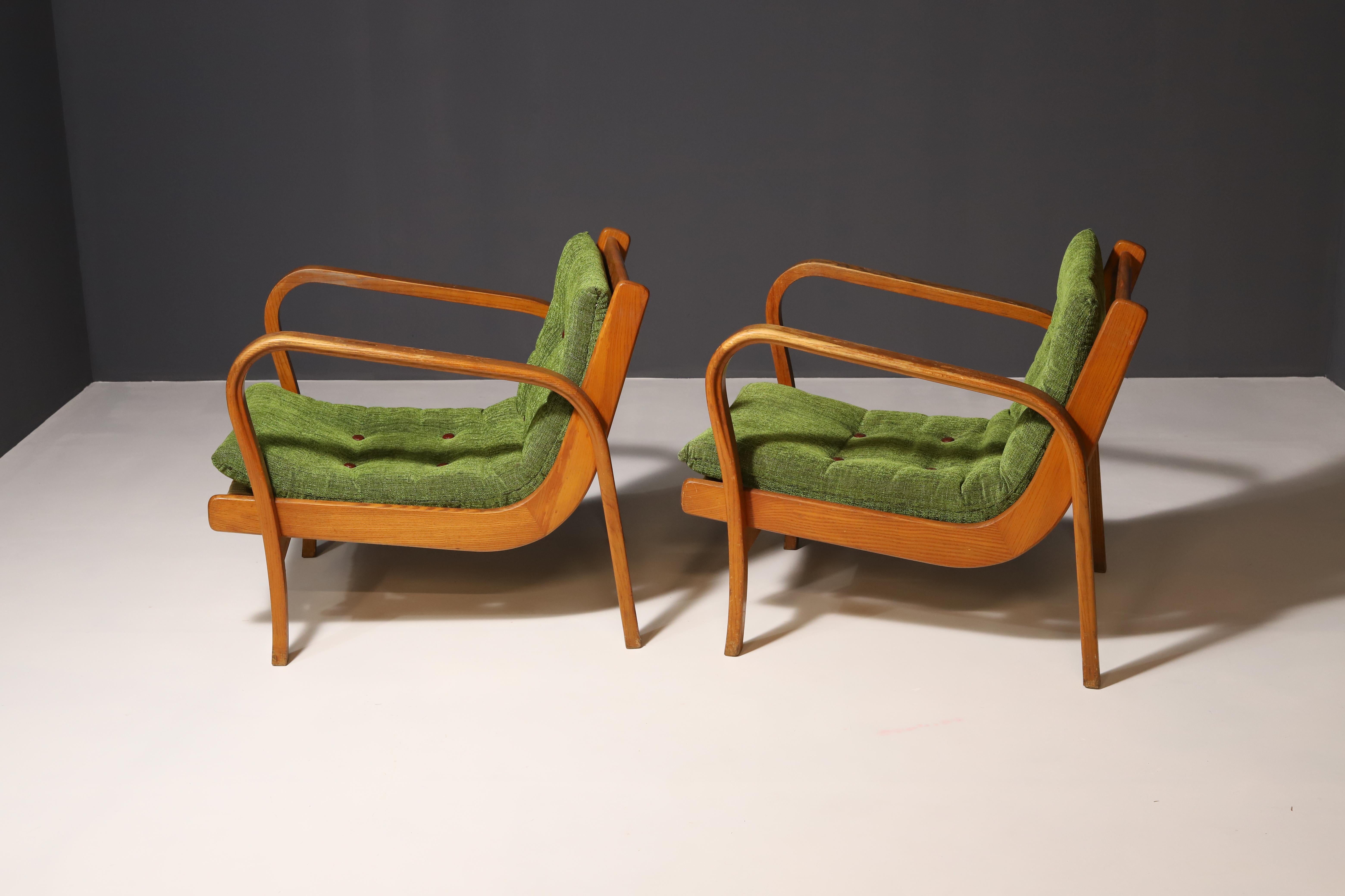 Czech Armchairs by Kropáček and Koželka for Interior Praha, 1940s, Set of 2