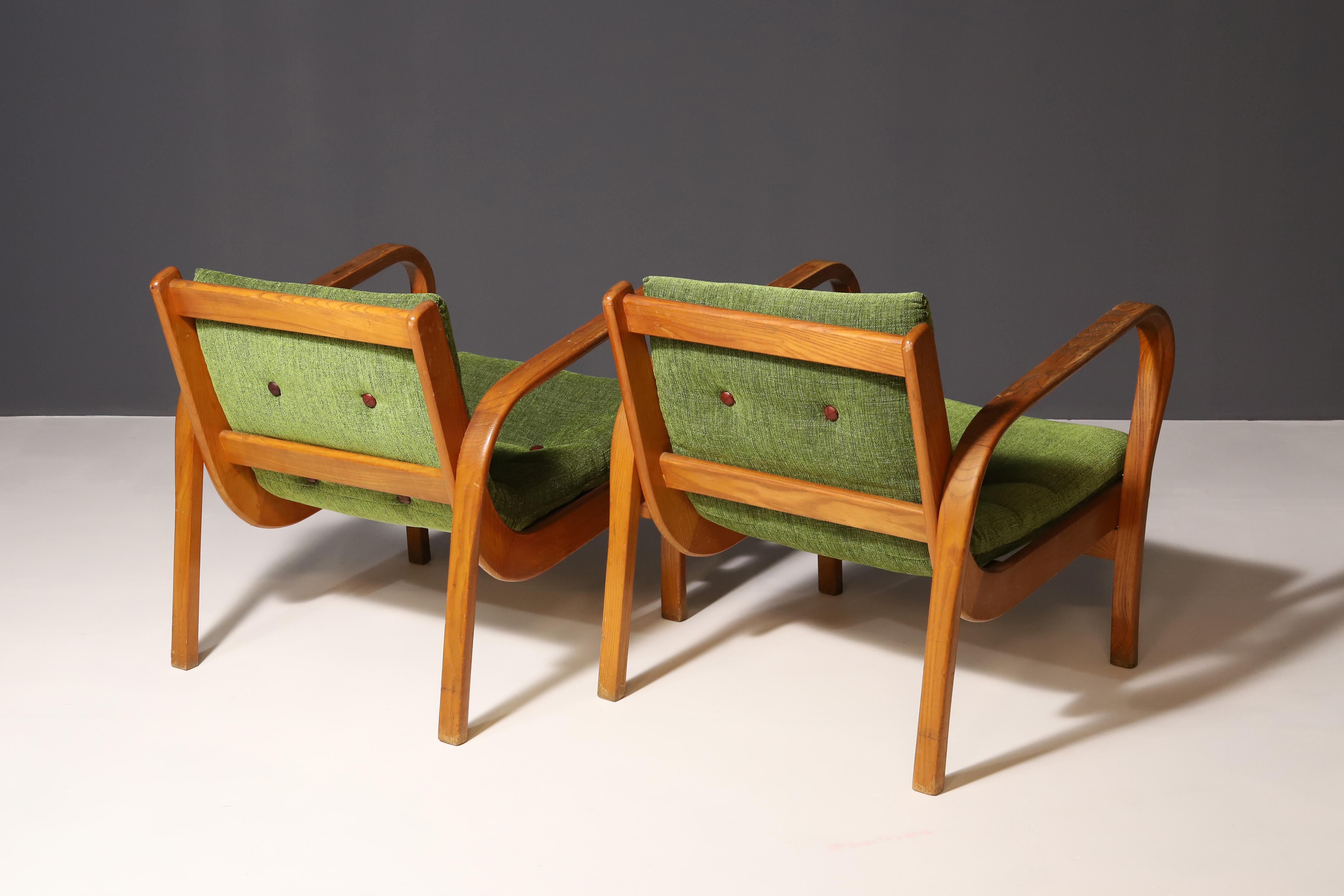 Fabric Armchairs by Kropáček and Koželka for Interior Praha, 1940s, Set of 2