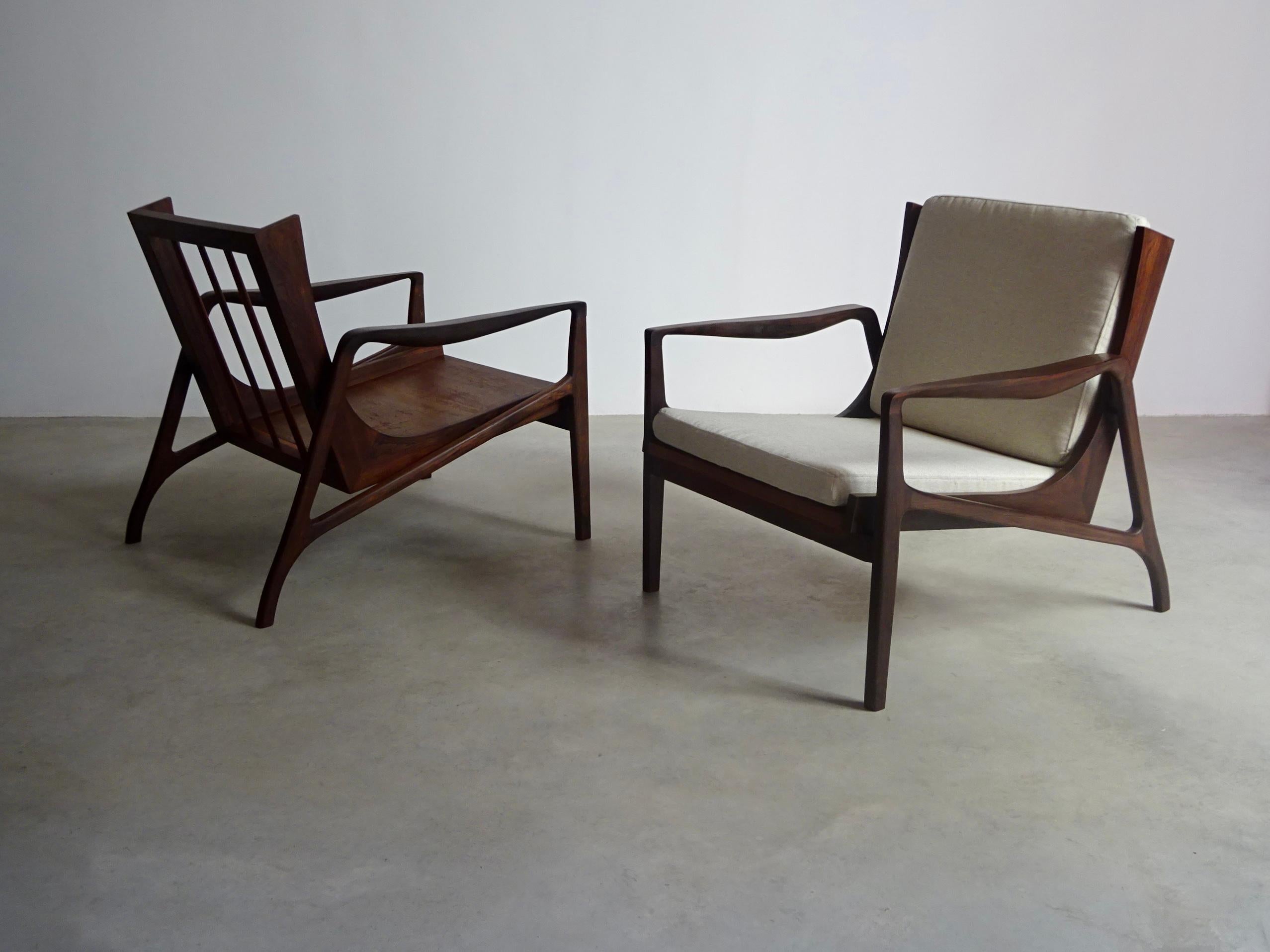 Upholstery Armchairs by “Liceu de Artes e Ofícios”, Brazil 1960s.  For Sale