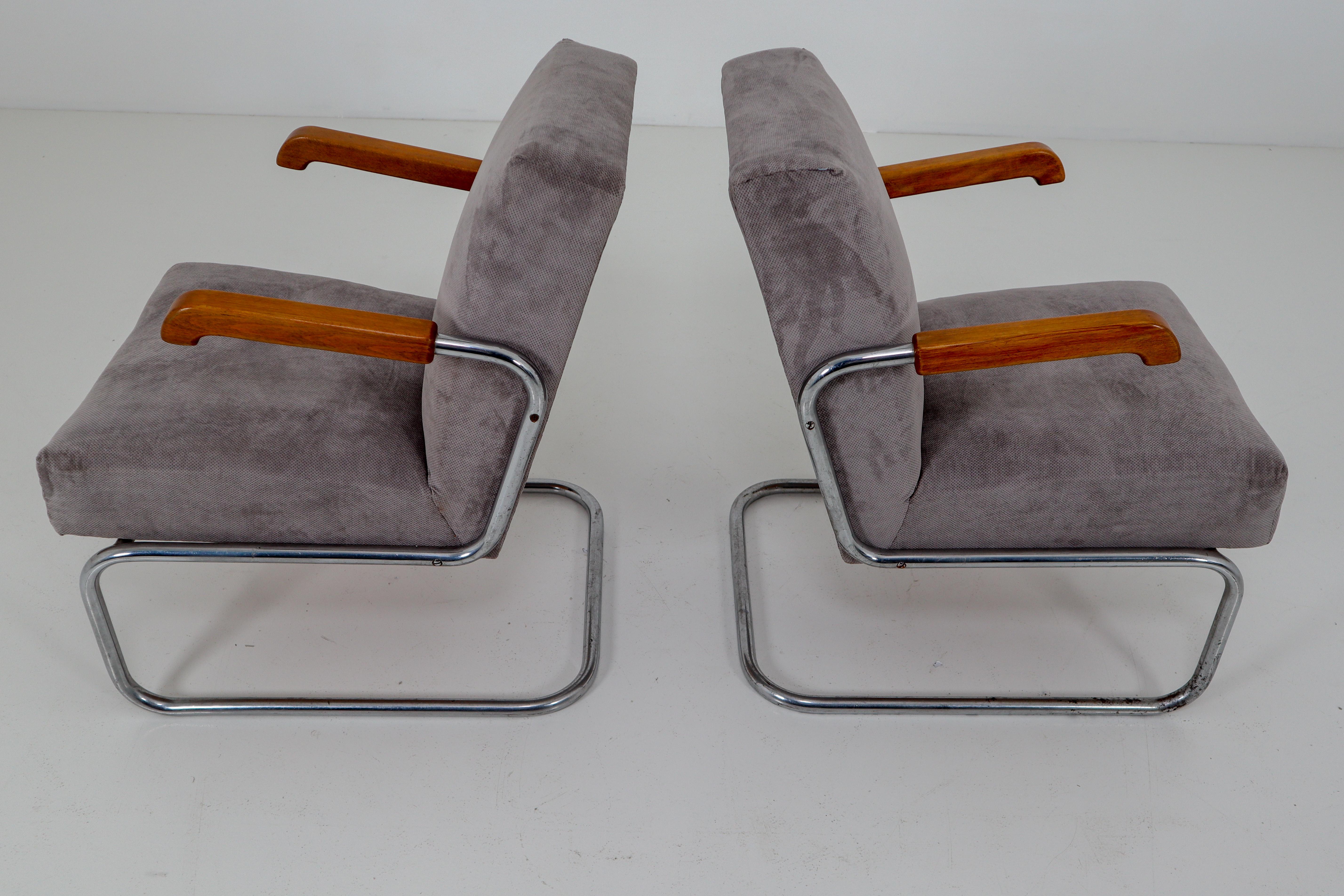 Steel Armchairs by Thonet, circa 1930s Midcentury Bauhaus Period