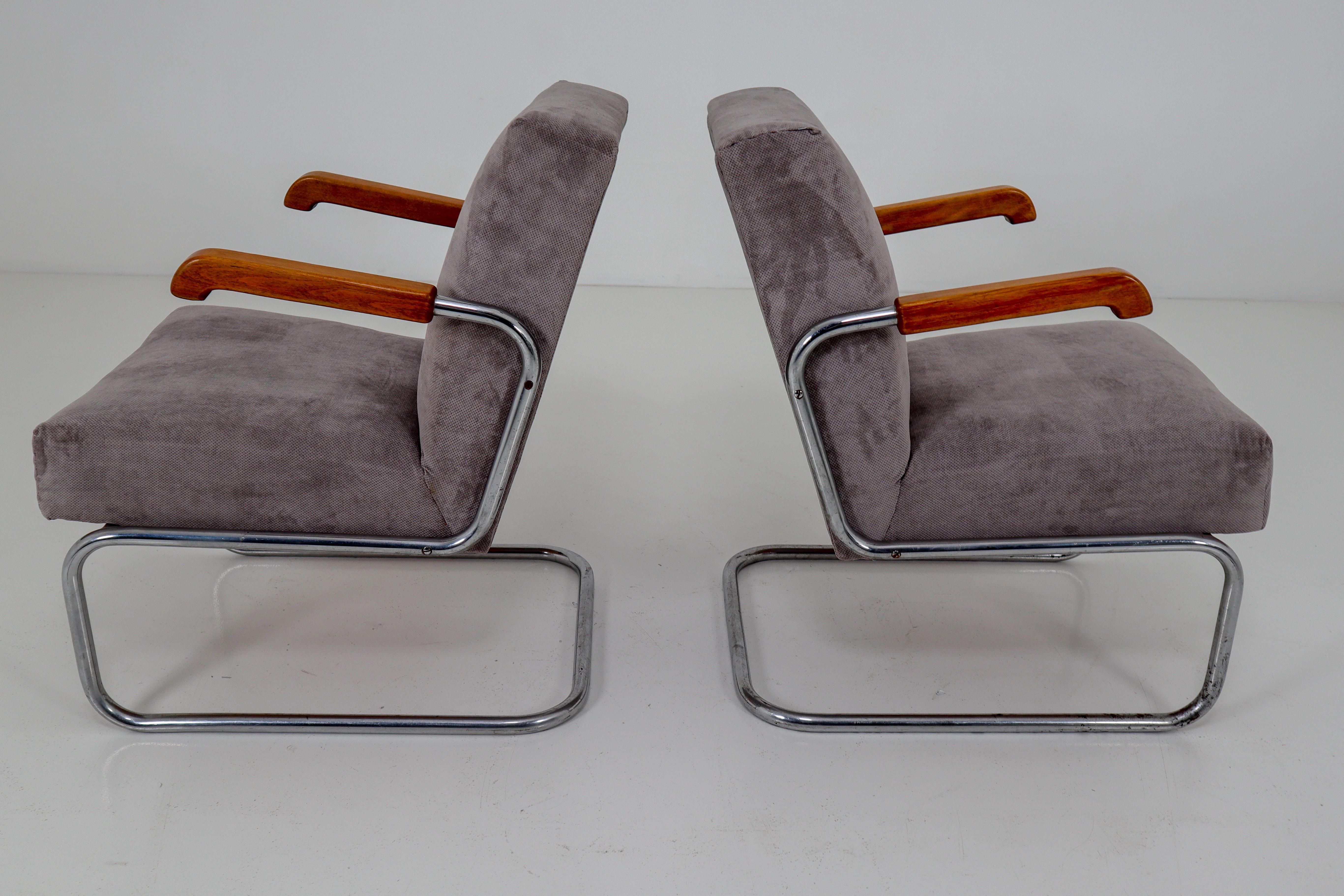 Armchairs by Thonet, circa 1930s Midcentury Bauhaus Period 1
