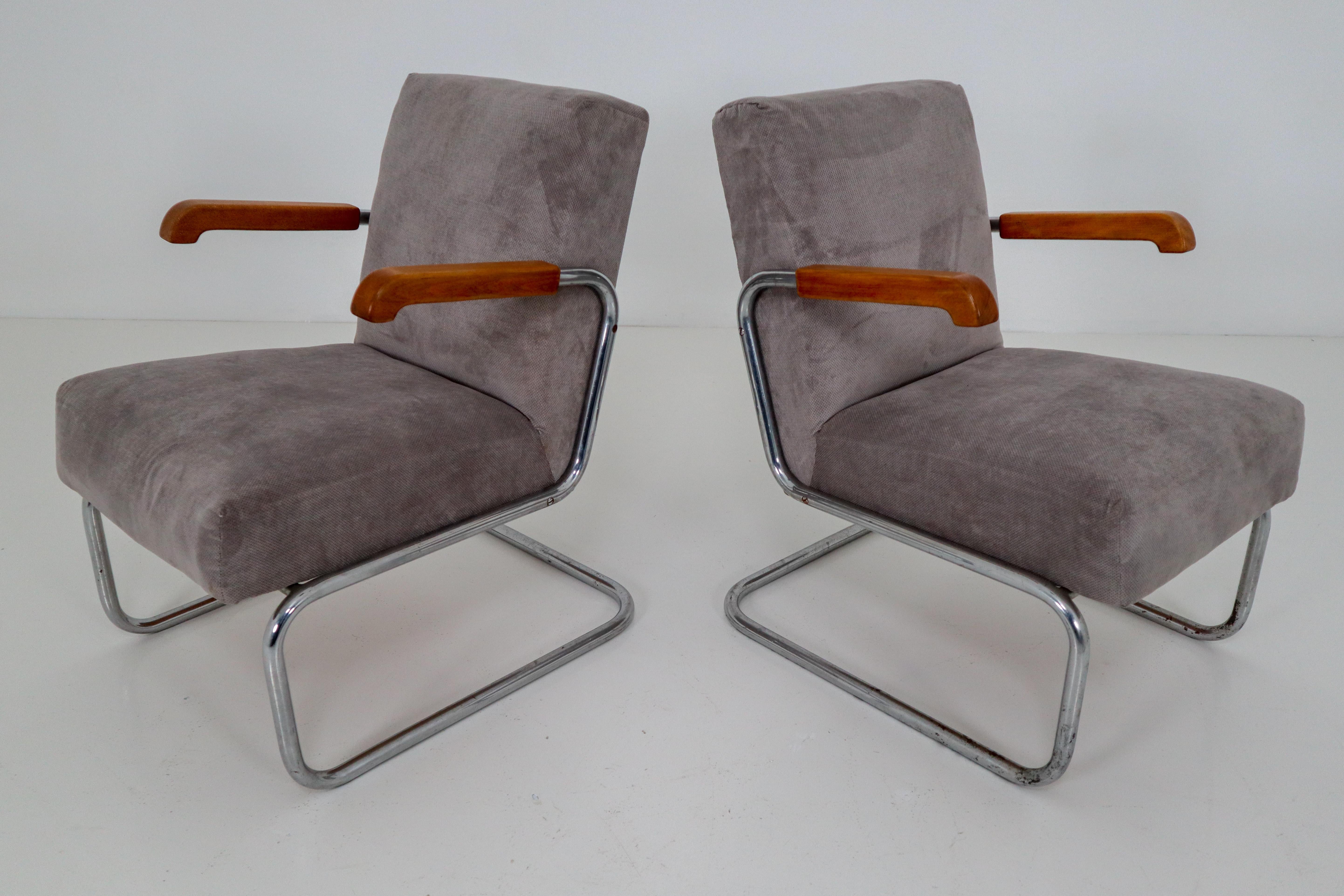 Armchairs by Thonet, circa 1930s Midcentury Bauhaus Period 3