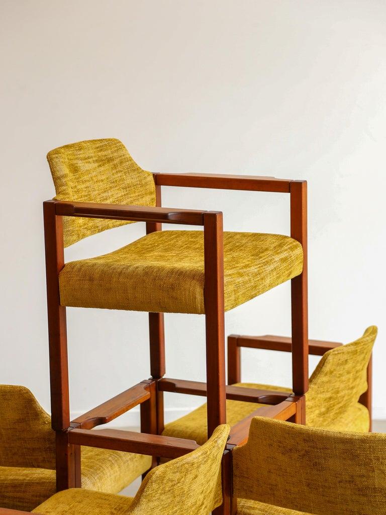 Poltrone di Umberto Brandigi per Poltronova Set di sei poltrone in faggio e tessuto in vendita 4