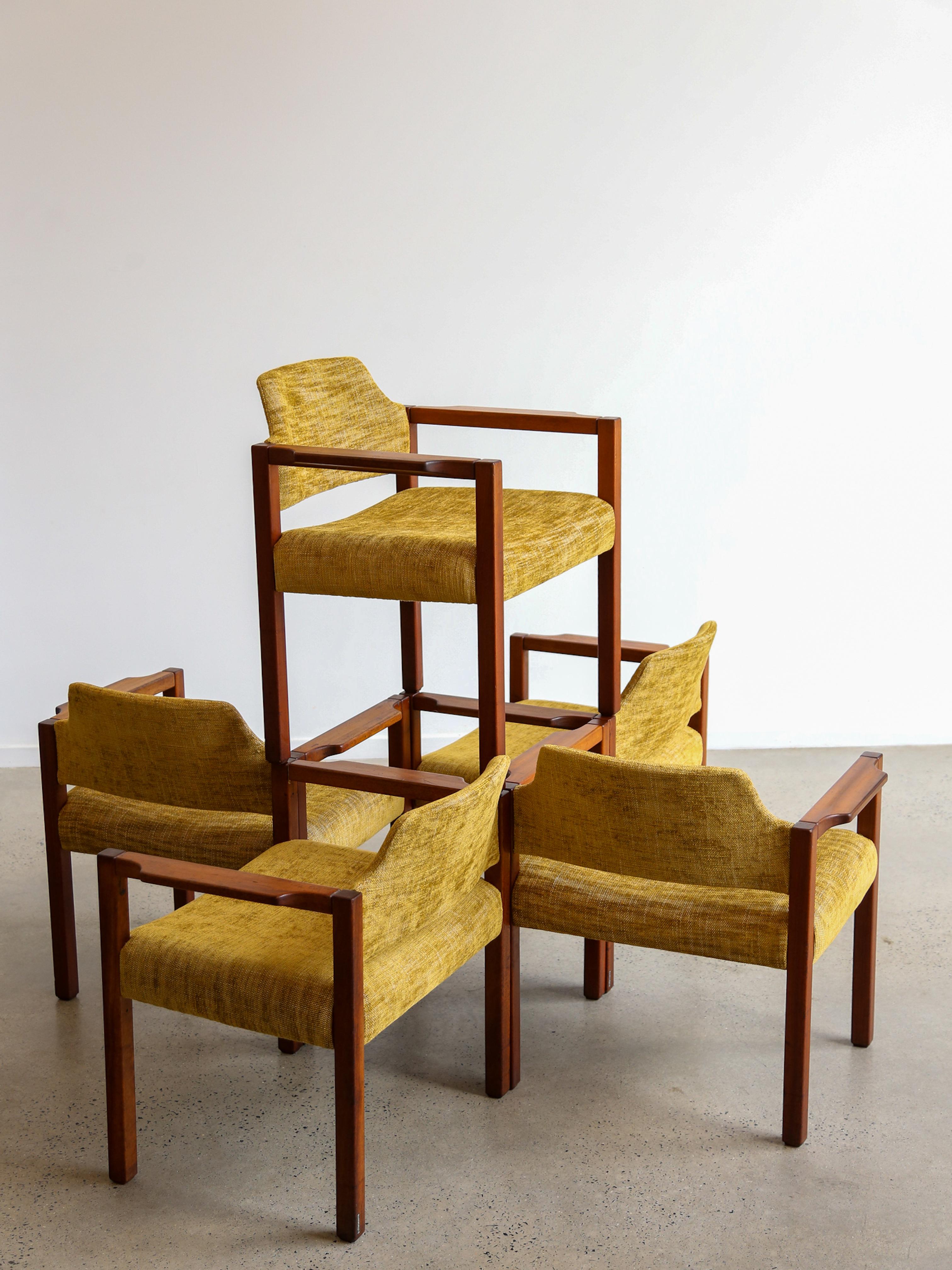 Armchairs by Umberto Brandigi for Poltronova Set of Six Beech & Fabric For Sale 6
