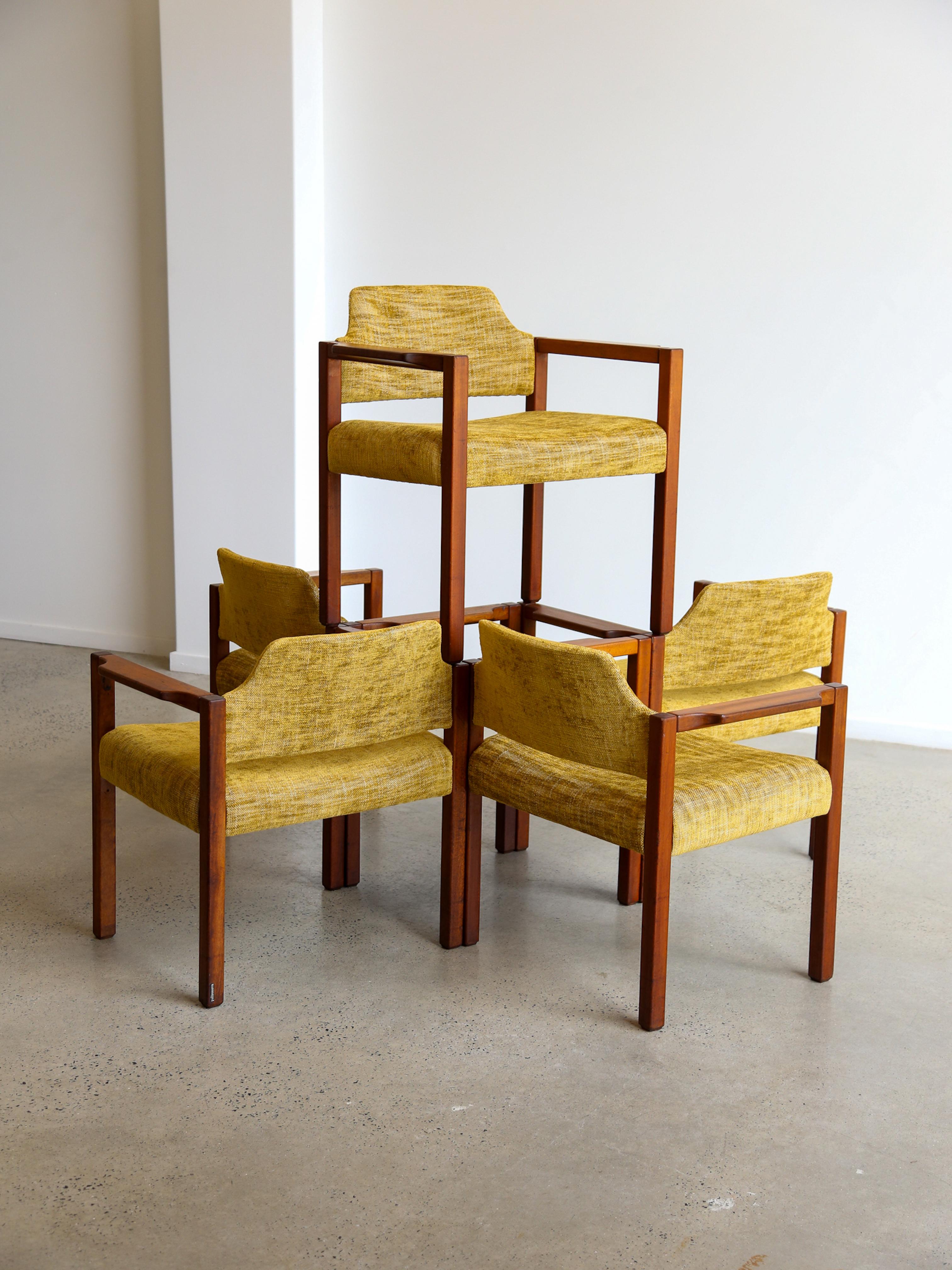 Armchairs by Umberto Brandigi for Poltronova Set of Six Beech & Fabric For Sale 8