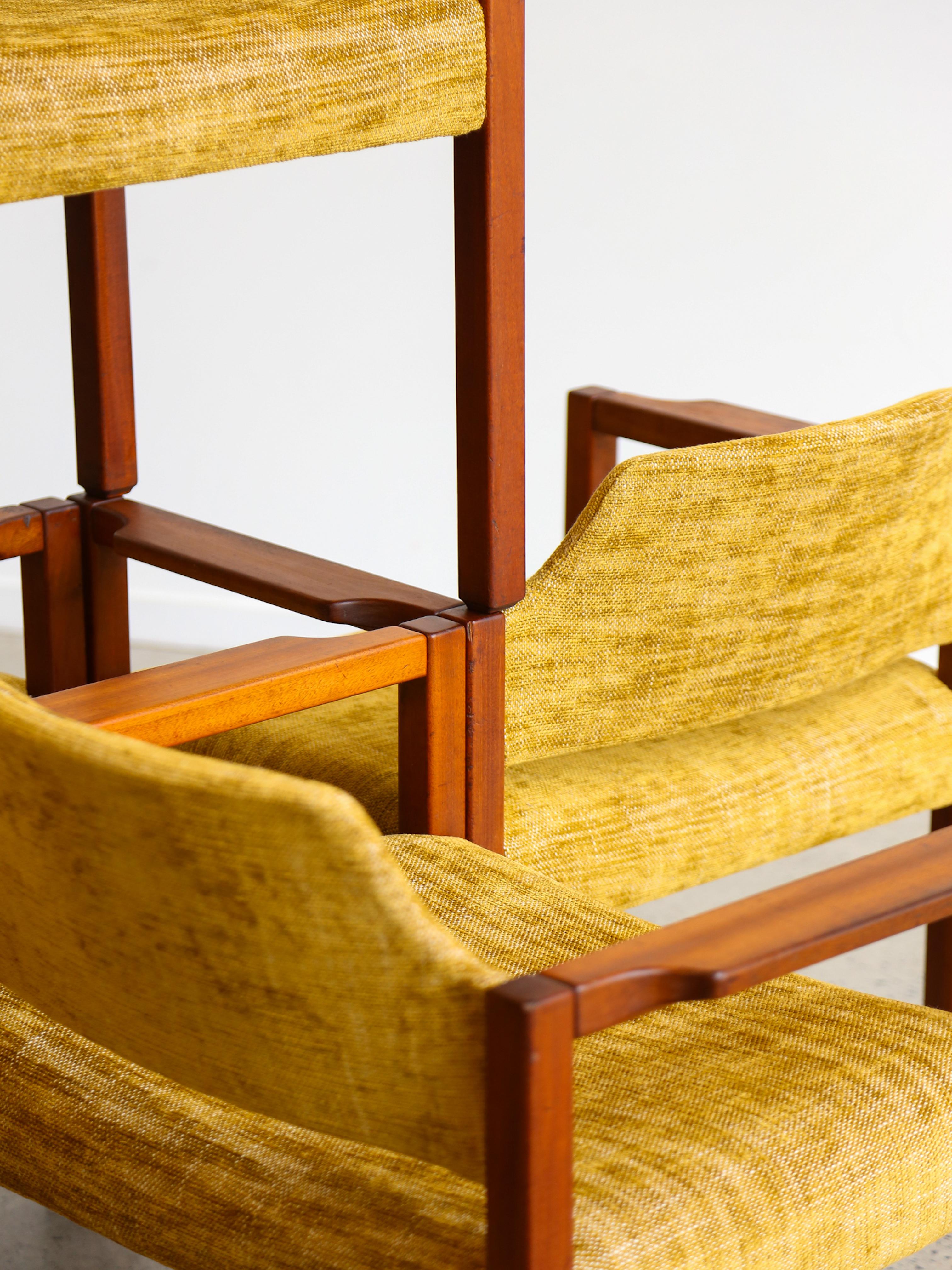 Armchairs by Umberto Brandigi for Poltronova Set of Six Beech & Fabric For Sale 9