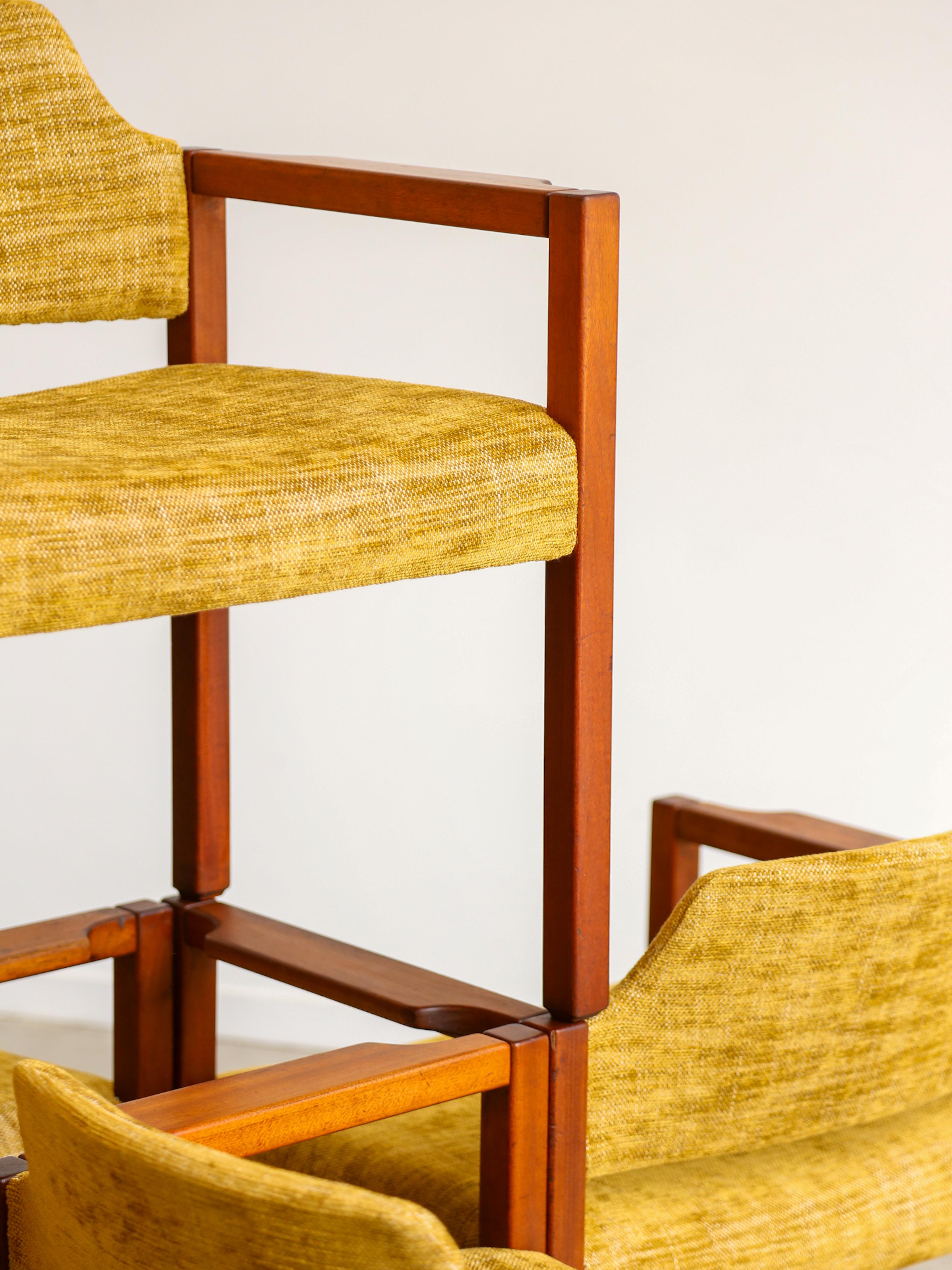 Armchairs by Umberto Brandigi for Poltronova Set of Six Beech & Fabric For Sale 10