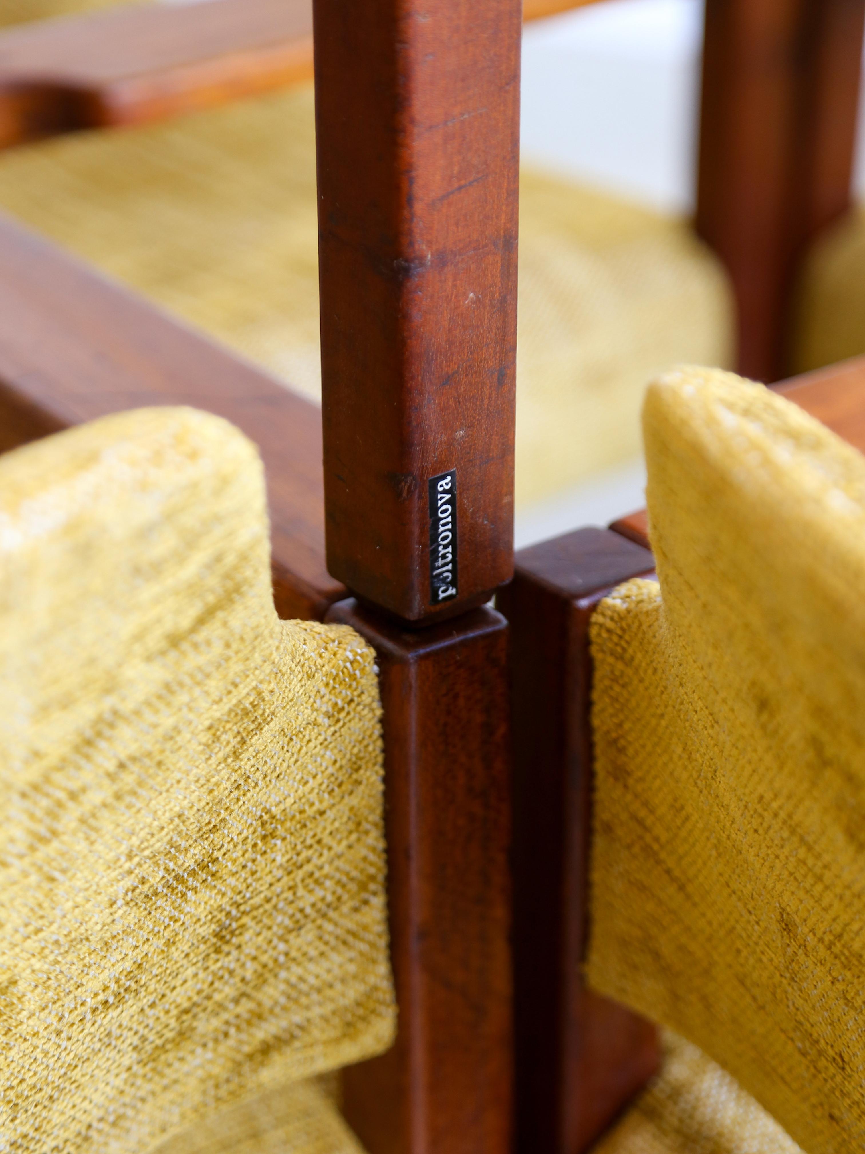 Armchairs by Umberto Brandigi for Poltronova Set of Six Beech & Fabric For Sale 12