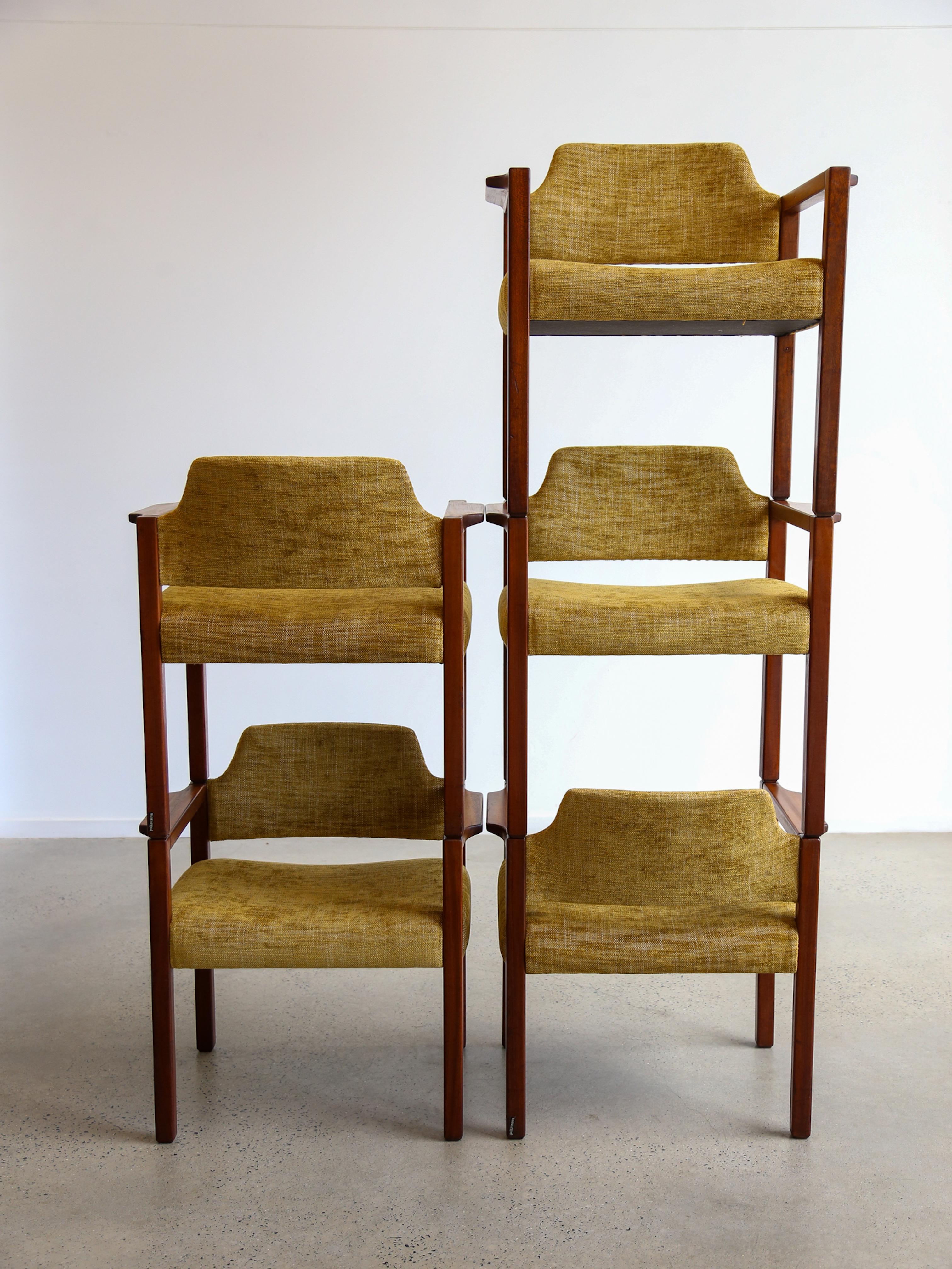 Armchairs by Umberto Brandigi for Poltronova Set of Six Beech & Fabric For Sale 13