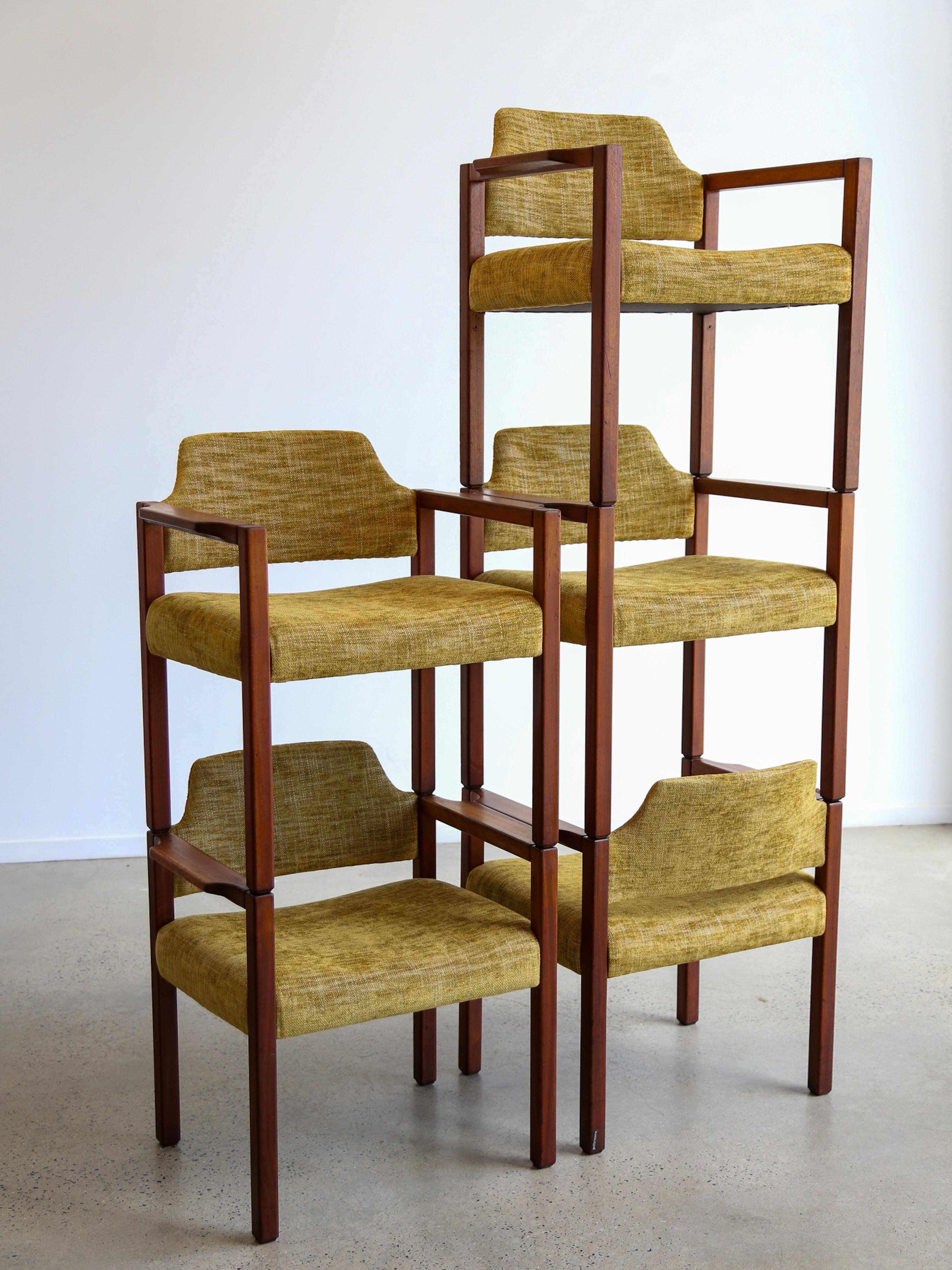 Armchairs by Umberto Brandigi for Poltronova Set of Six Beech & Fabric For Sale 14