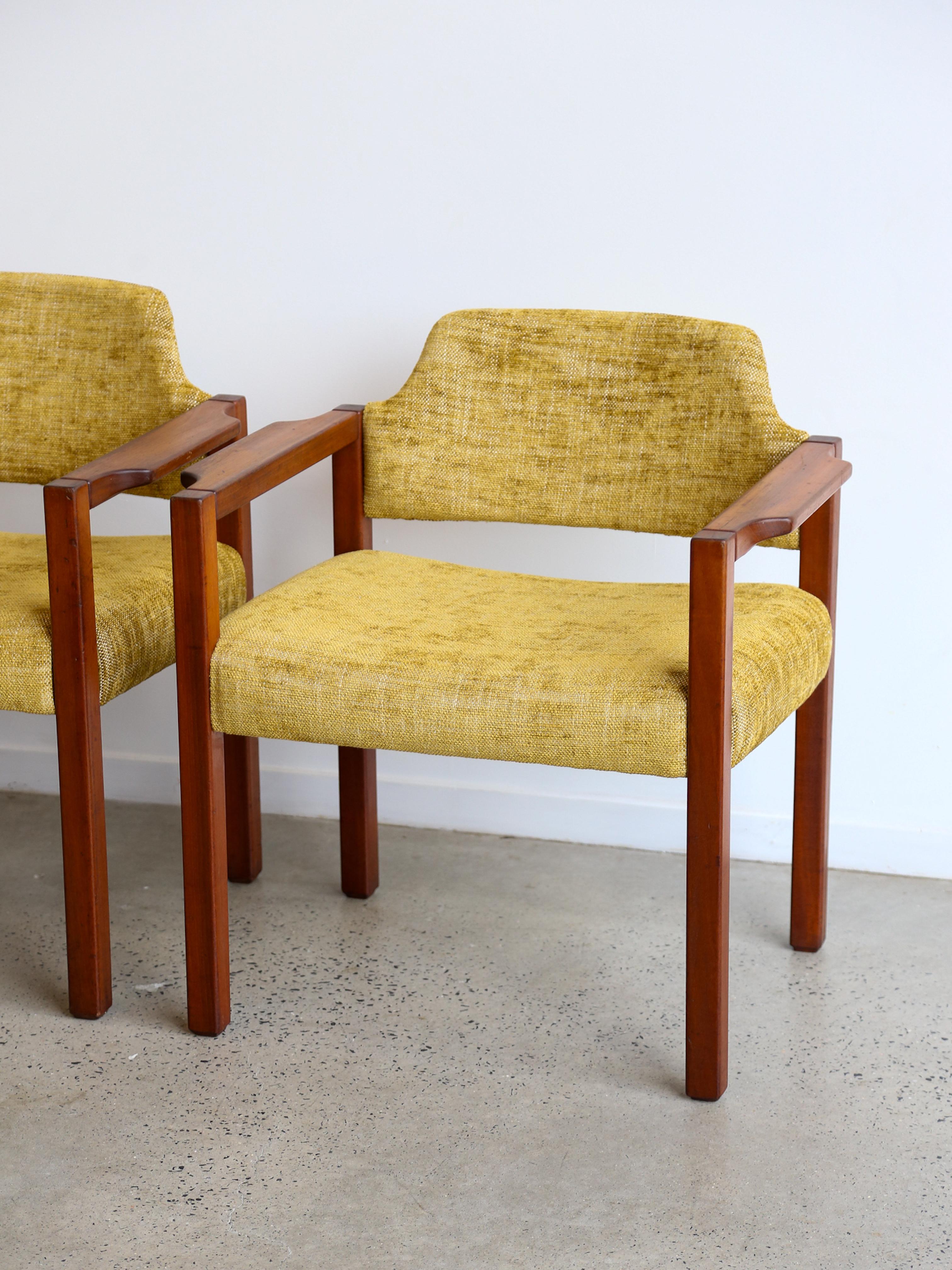 Mid-Century Modern Armchairs by Umberto Brandigi for Poltronova Set of Six Beech & Fabric For Sale