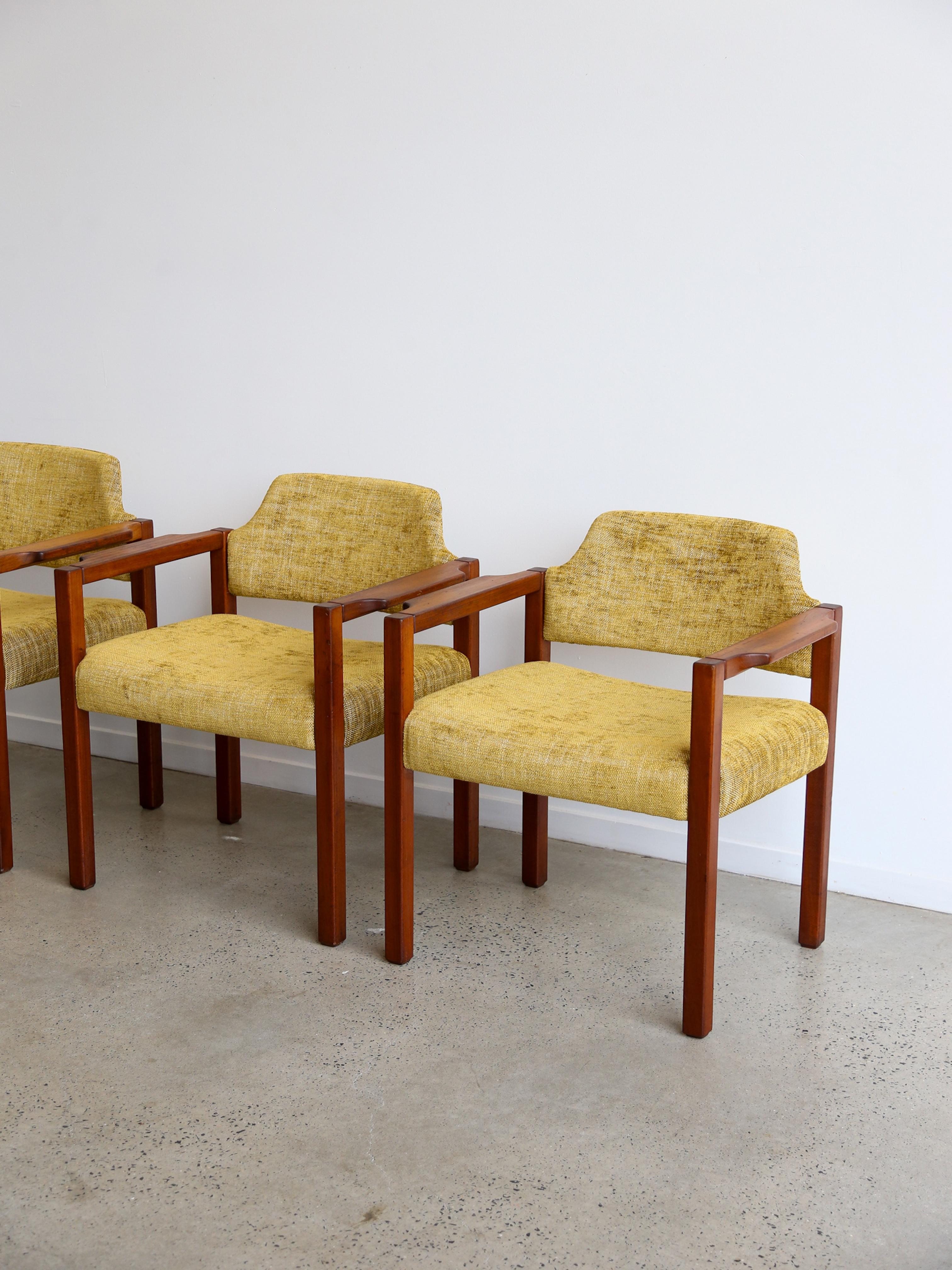 Italian Armchairs by Umberto Brandigi for Poltronova Set of Six Beech & Fabric For Sale