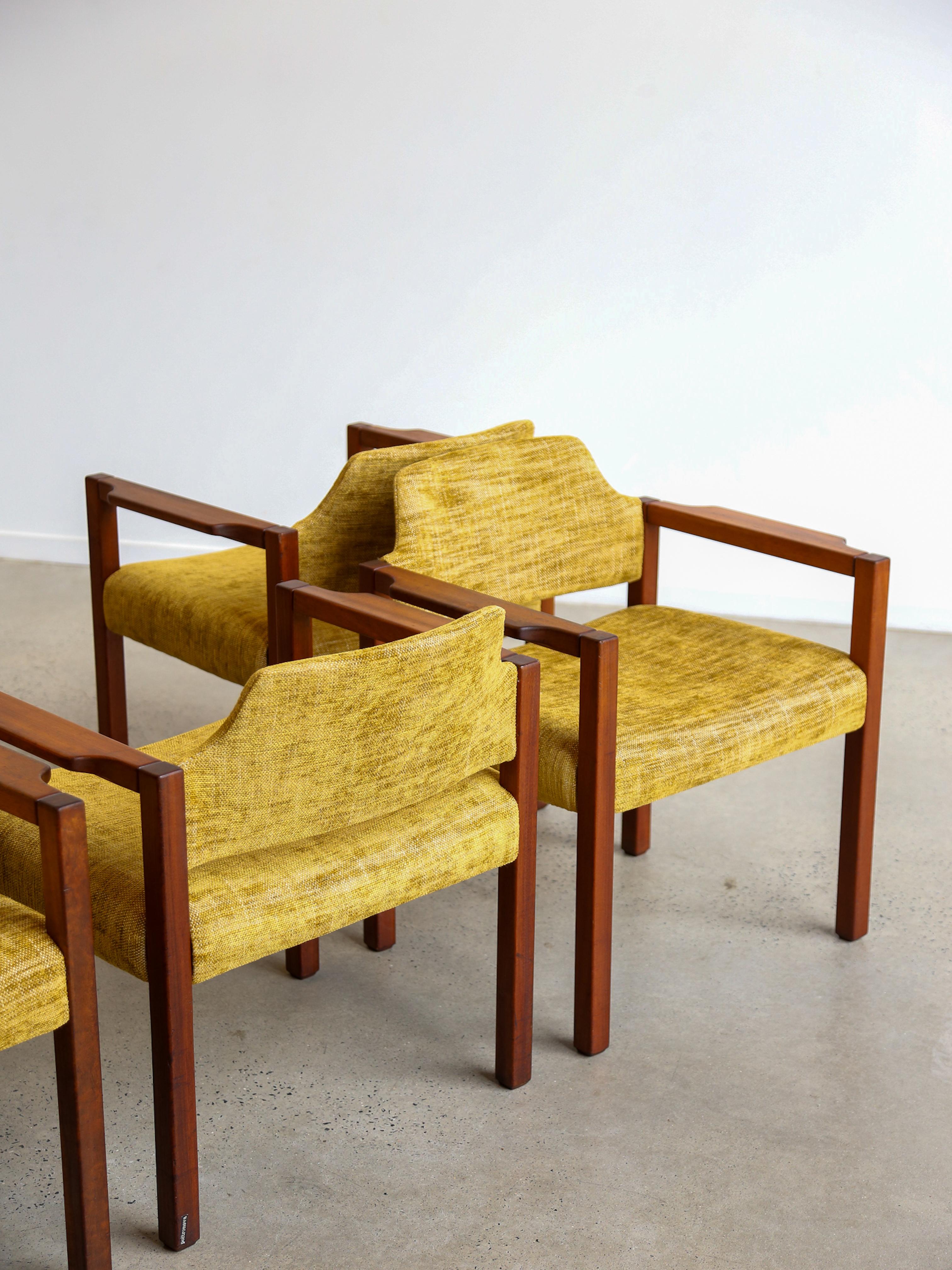 Armchairs by Umberto Brandigi for Poltronova Set of Six Beech and