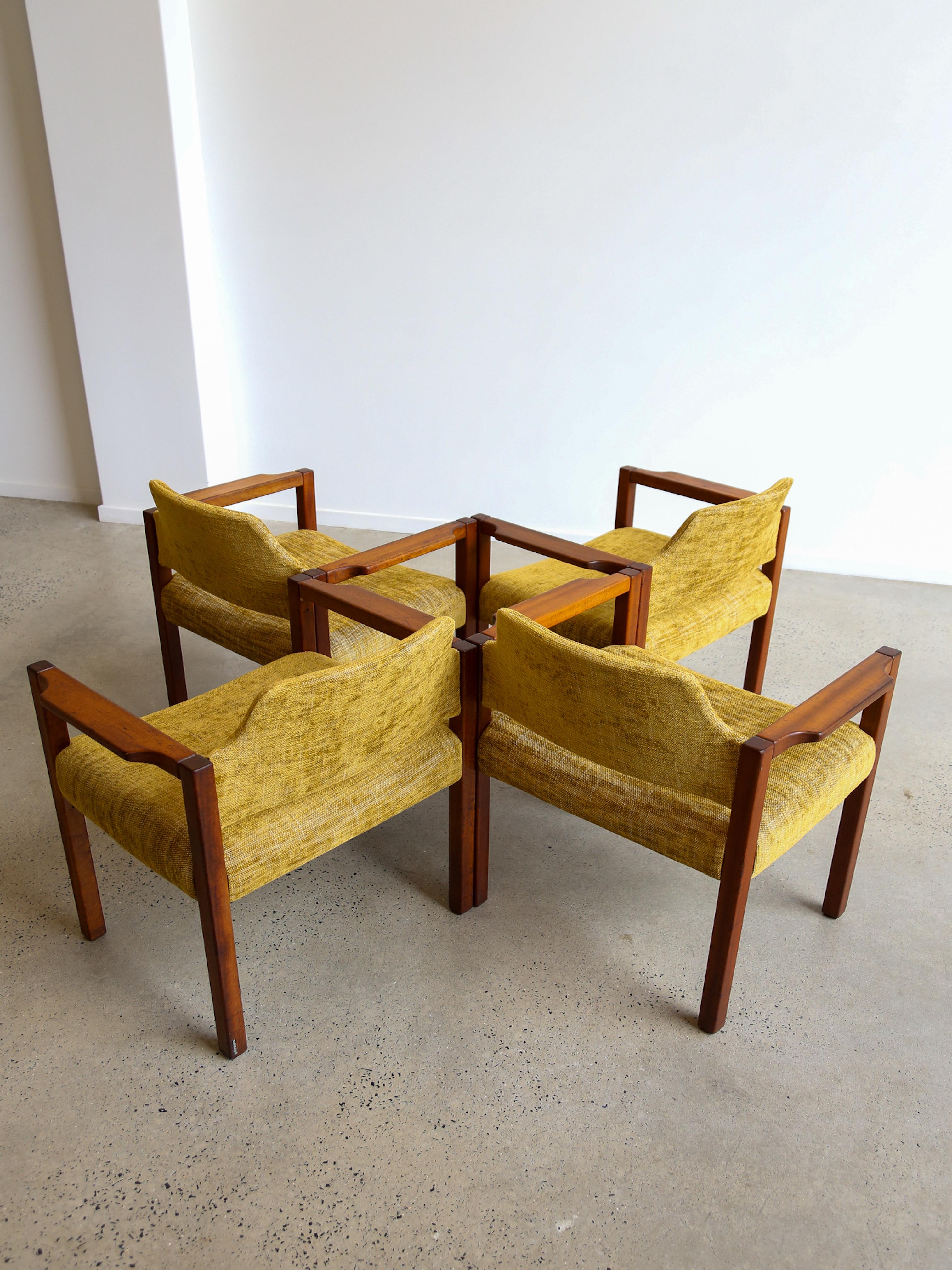 Armchairs by Umberto Brandigi for Poltronova Set of Six Beech & Fabric For Sale 1