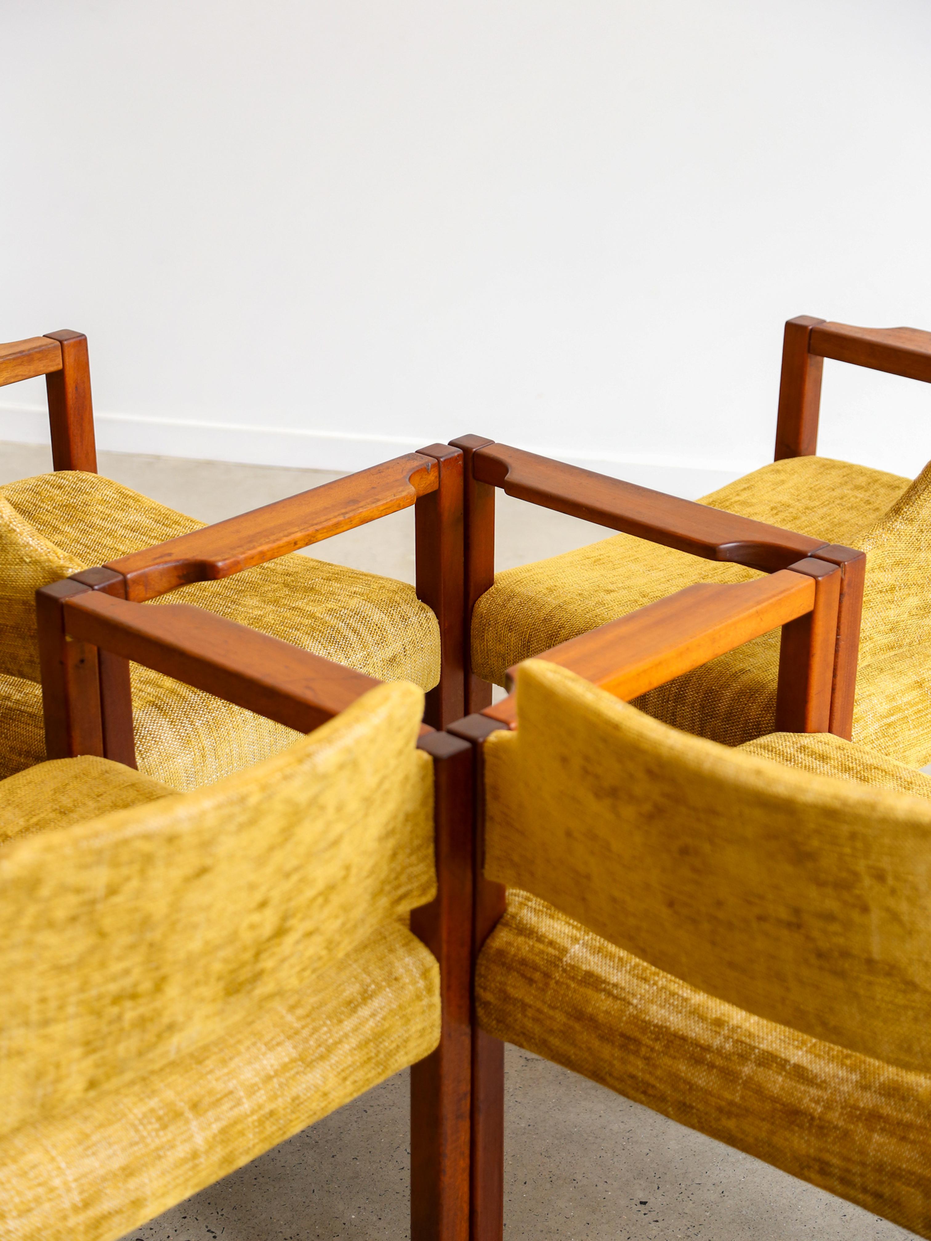 Armchairs by Umberto Brandigi for Poltronova Set of Six Beech & Fabric For Sale 2