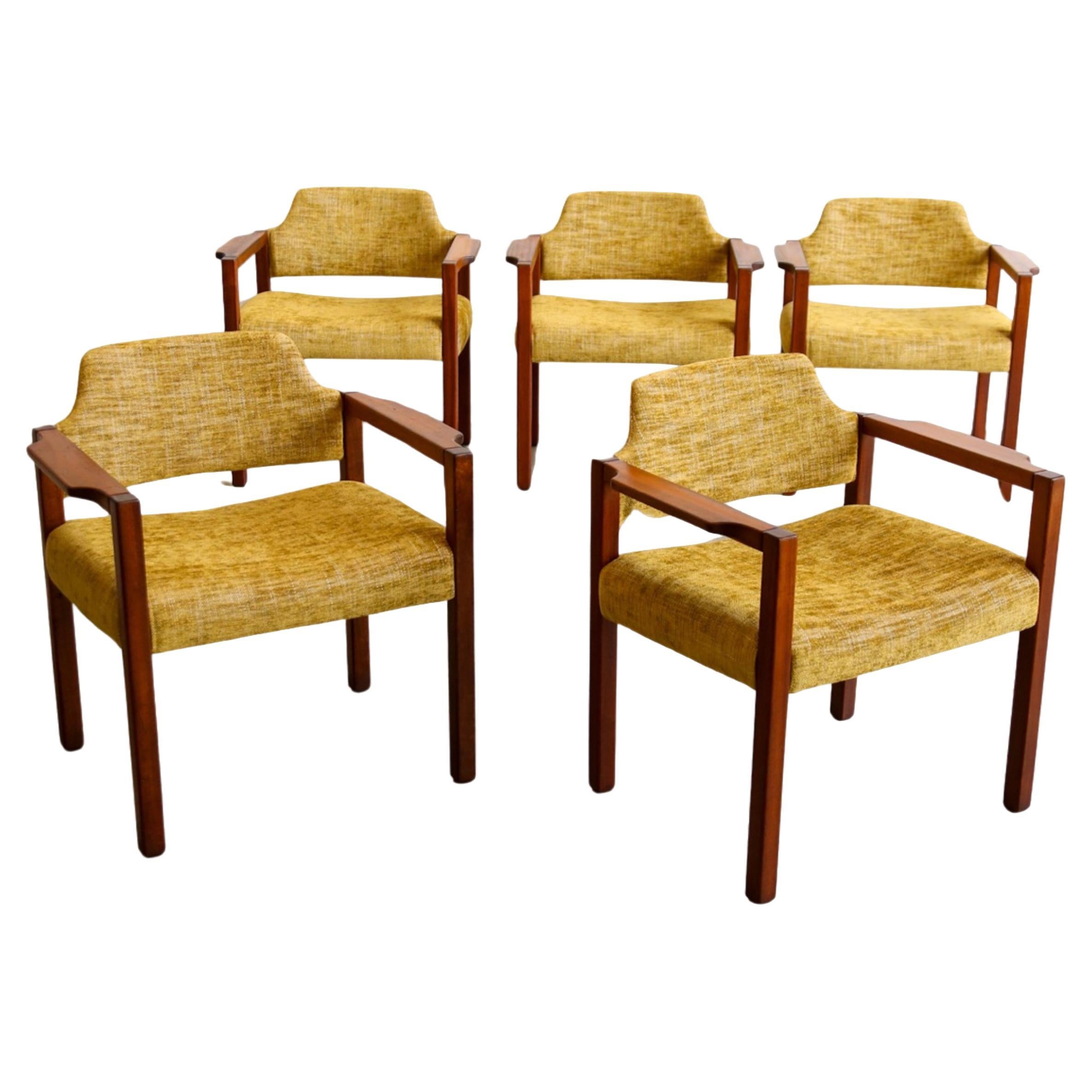 Armchairs by Umberto Brandigi for Poltronova Set of Six Beech & Fabric For Sale
