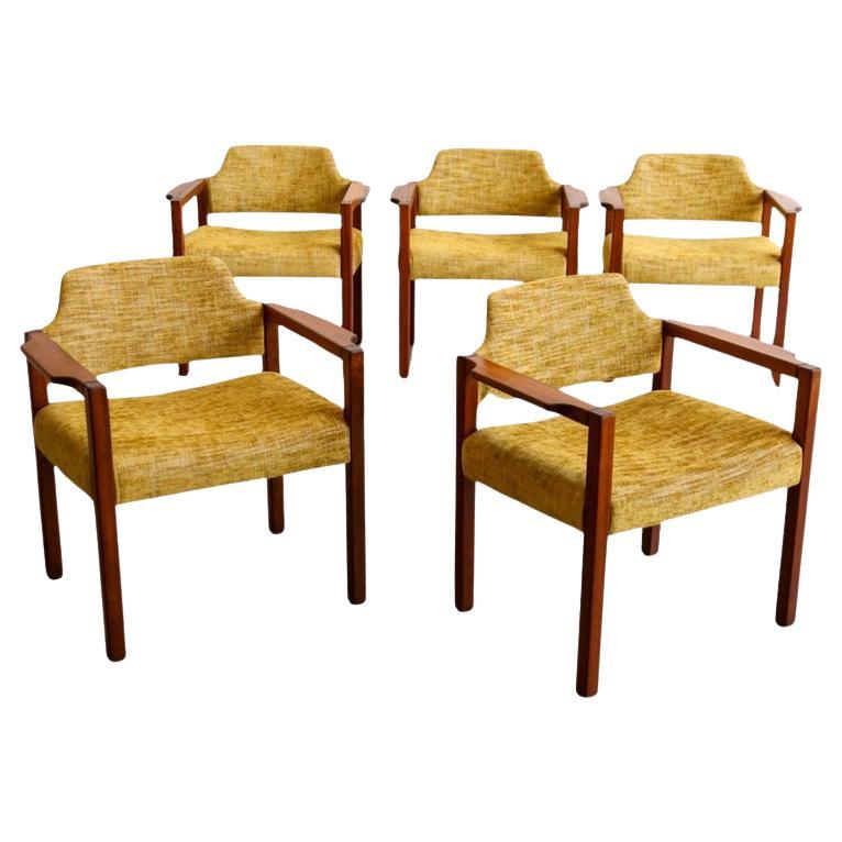 Armchairs by Umberto Brandigi for Poltronova Set of Six Beech & Fabric