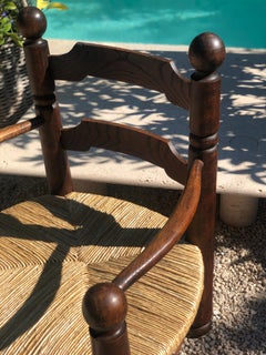 Fauteuils Charles Dudouyt, chêne et paille 1940