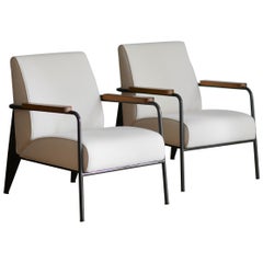 Fauteuils ""Fauteuil De Salon"". Prouvé RAW For Vitra , White ''Set of 2'' (ensemble de 2)