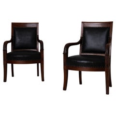 Antique Armchairs French Empire 1790-1810 Mahogany Black France 