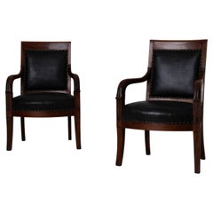 Armchairs French Empire 1790-1810 Mahogany Black France 