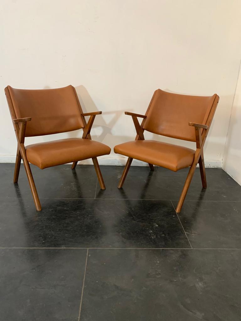 Faux Leather Armchairs from the Real, 1960s, Set of 4