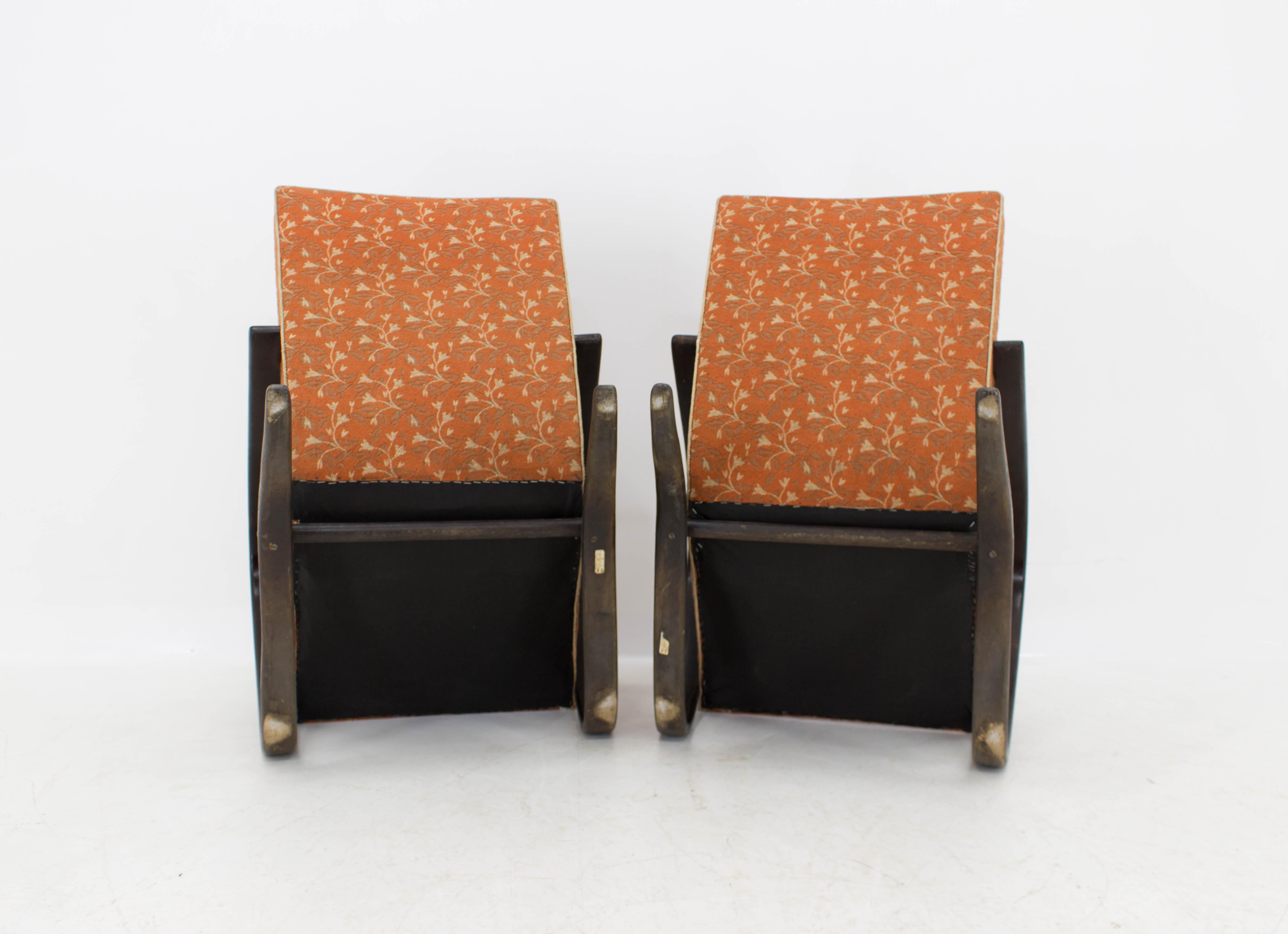 Armchairs H 269 by Jindrich Halabala, Set of Two, 1930s 4