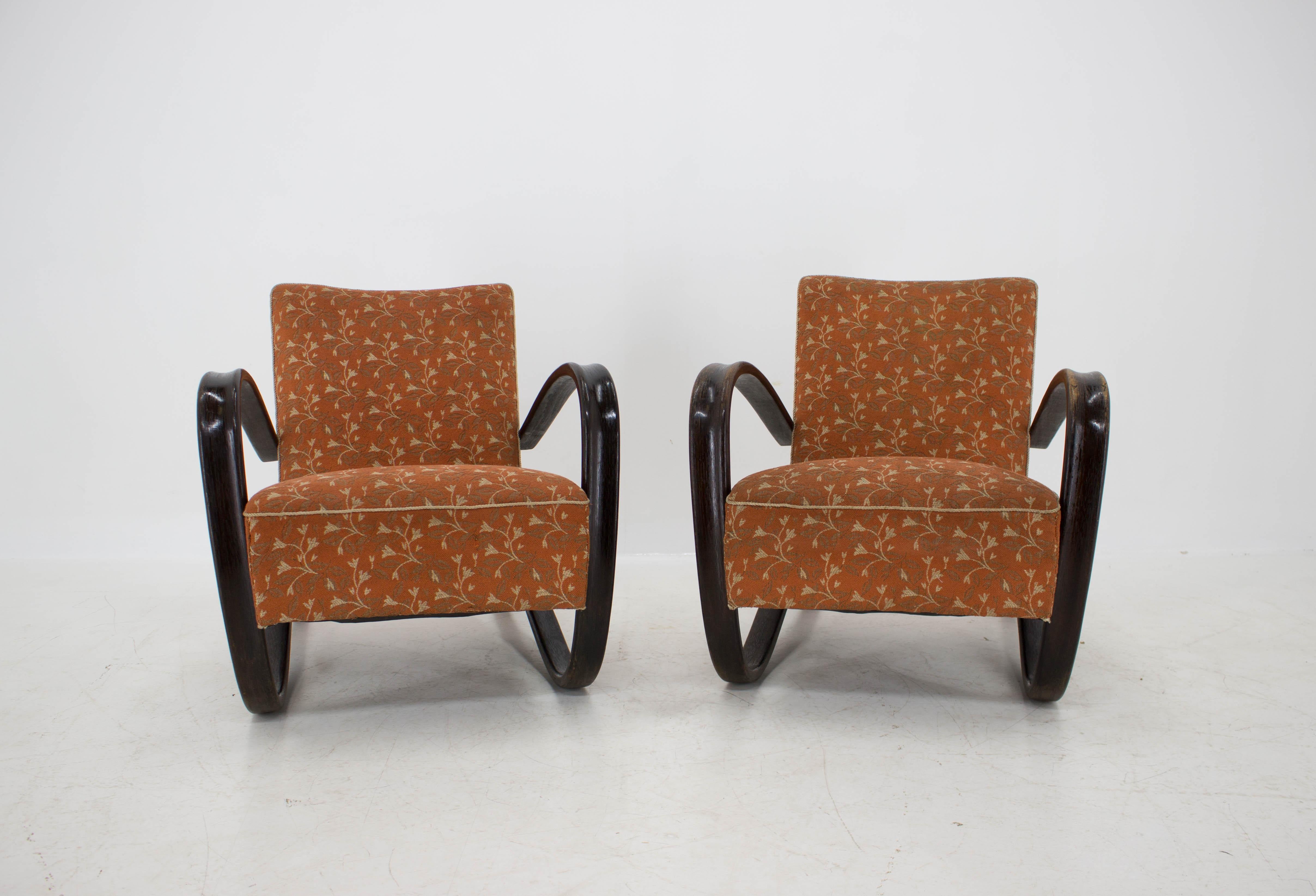 Art Deco Armchairs H 269 by Jindrich Halabala, Set of Two, 1930s